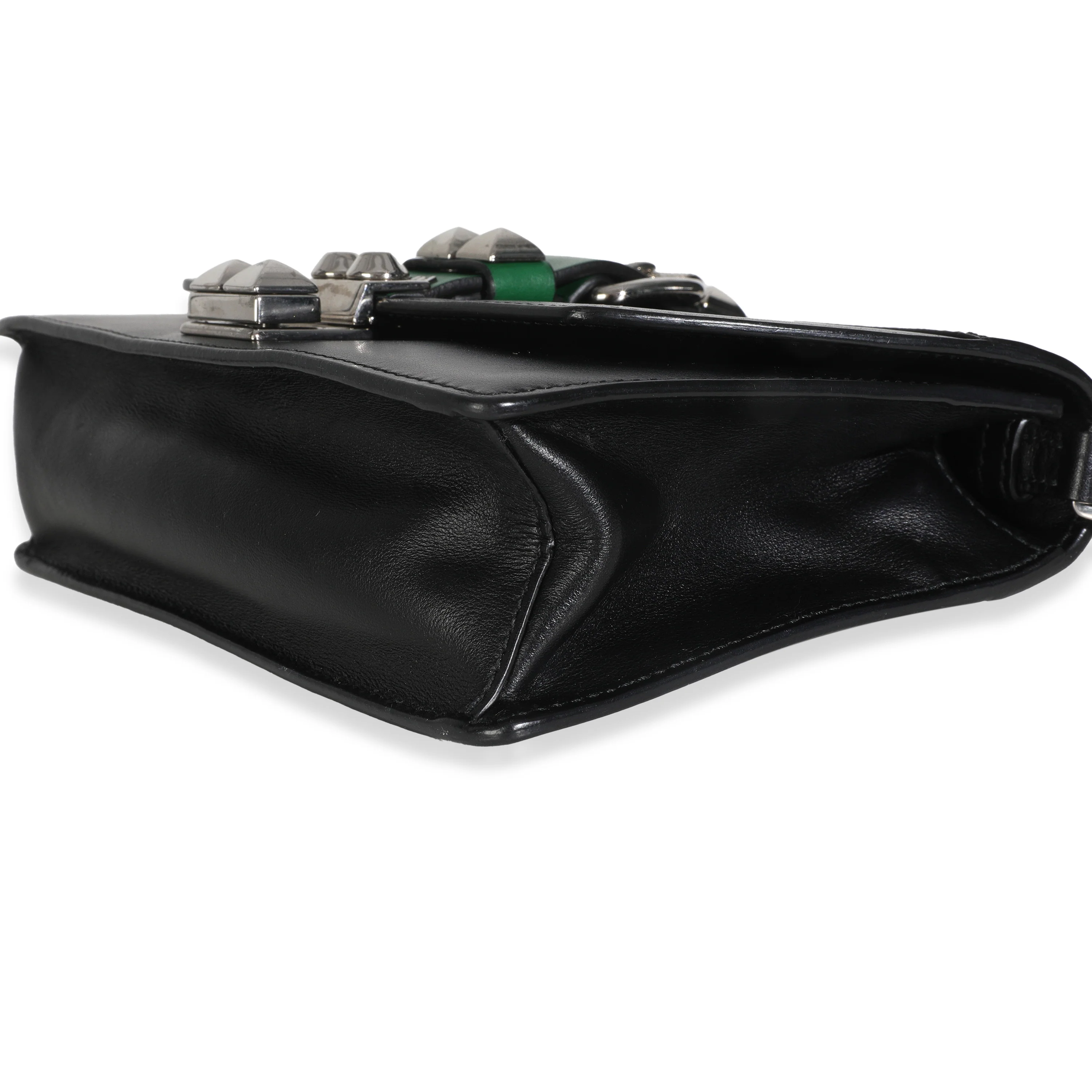 Black Saffiano City Calfskin Studded Small Elektra Shoulder Bag - Image 8