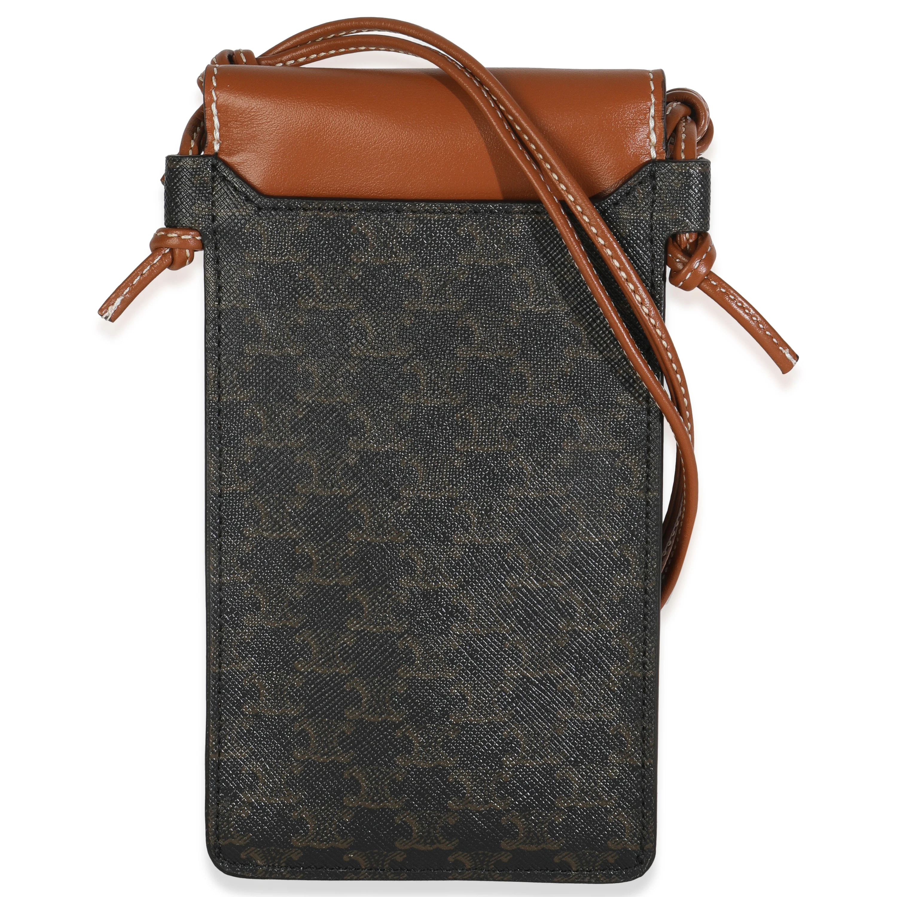 Tan Lambskin Triomphe Canvas Phone Pouch - Image 4