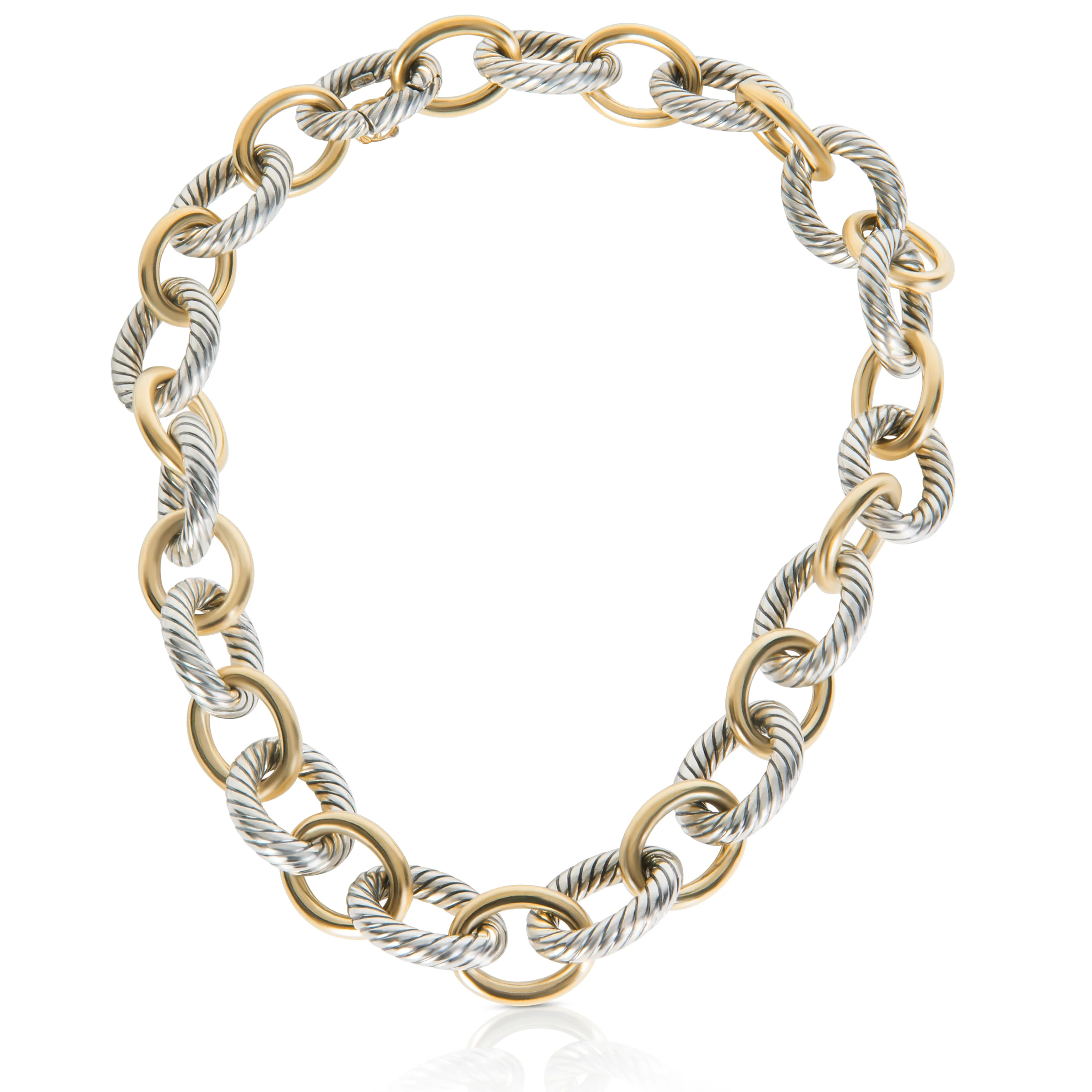 Yellow Gold & Sterling Silver  Oval Link Necklace - Image 3