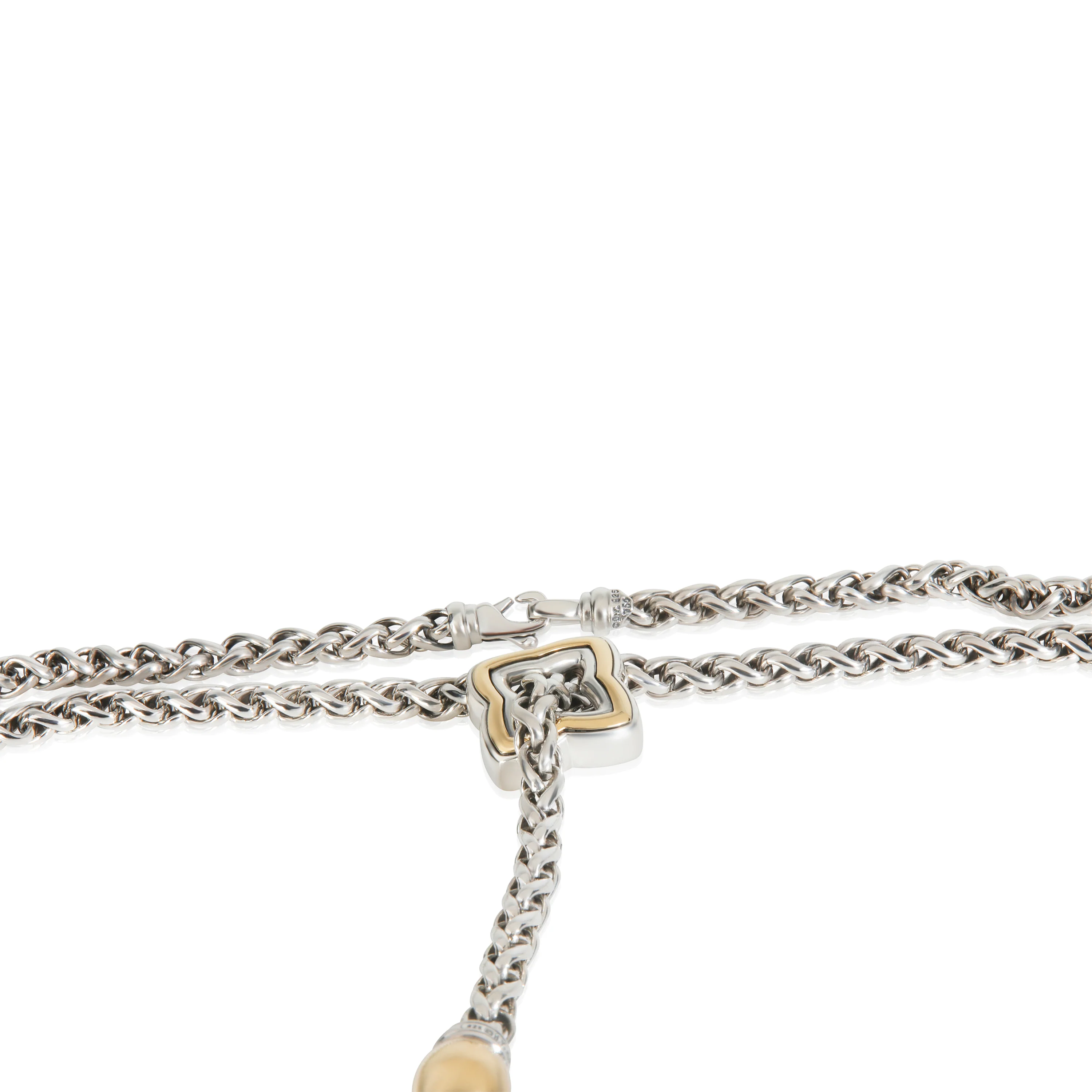Yellow Gold & Sterling Silver Quatrefoil Lariat Necklace - Image 3
