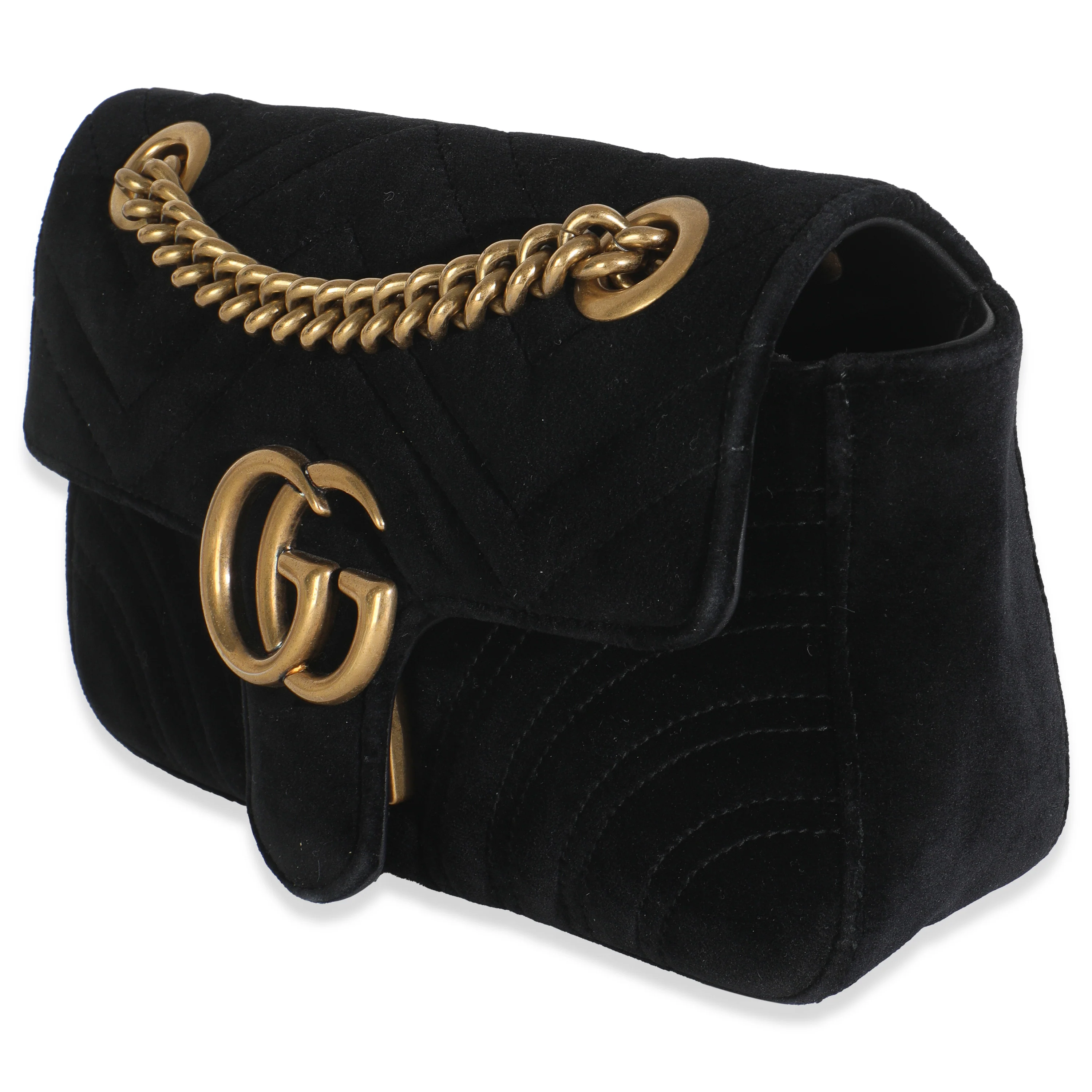 Black Velvet Matelasse Mini GG Marmont Shoulder Bag - Image 2