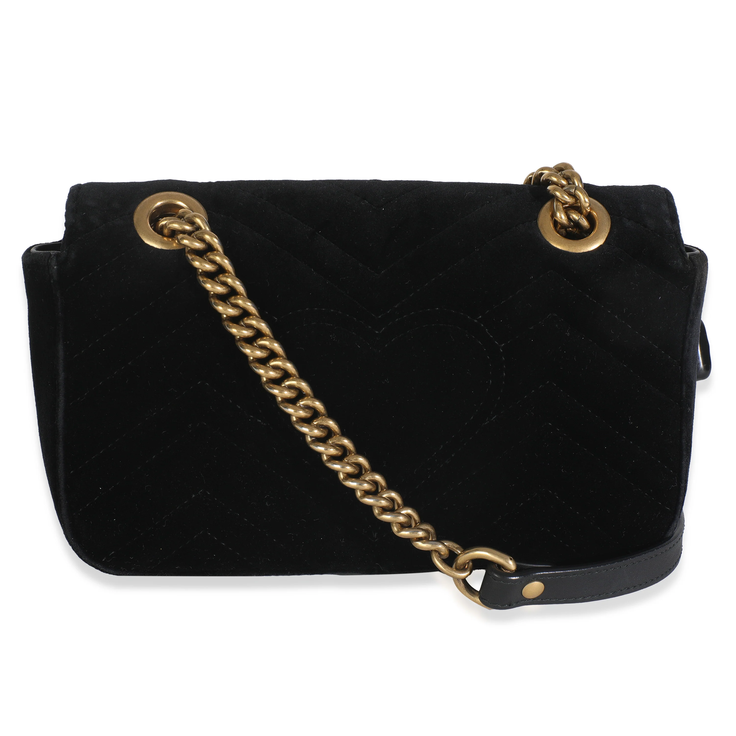 Black Velvet Matelasse Mini GG Marmont Shoulder Bag - Image 4