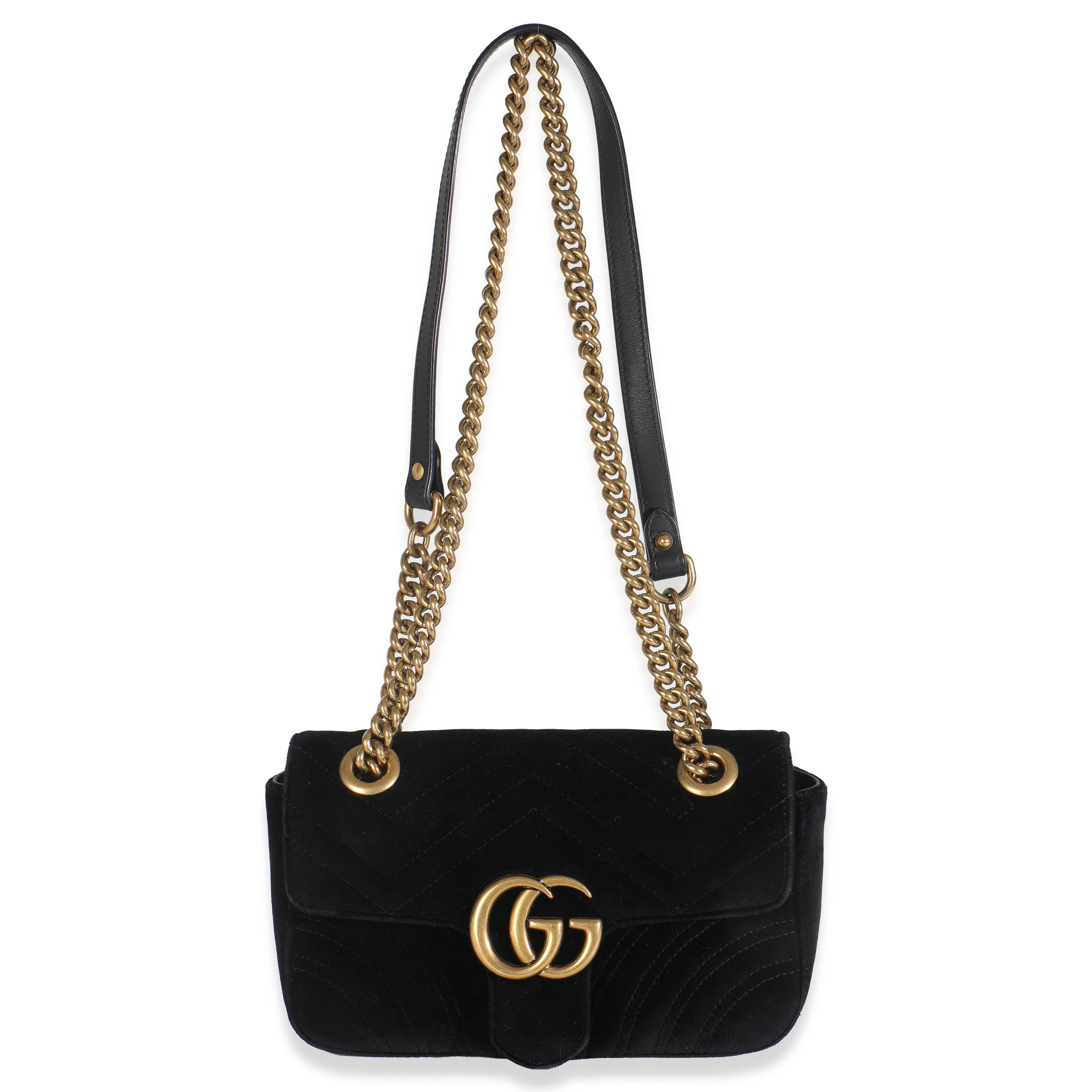Black Velvet Matelasse Mini GG Marmont Shoulder Bag - Image 8
