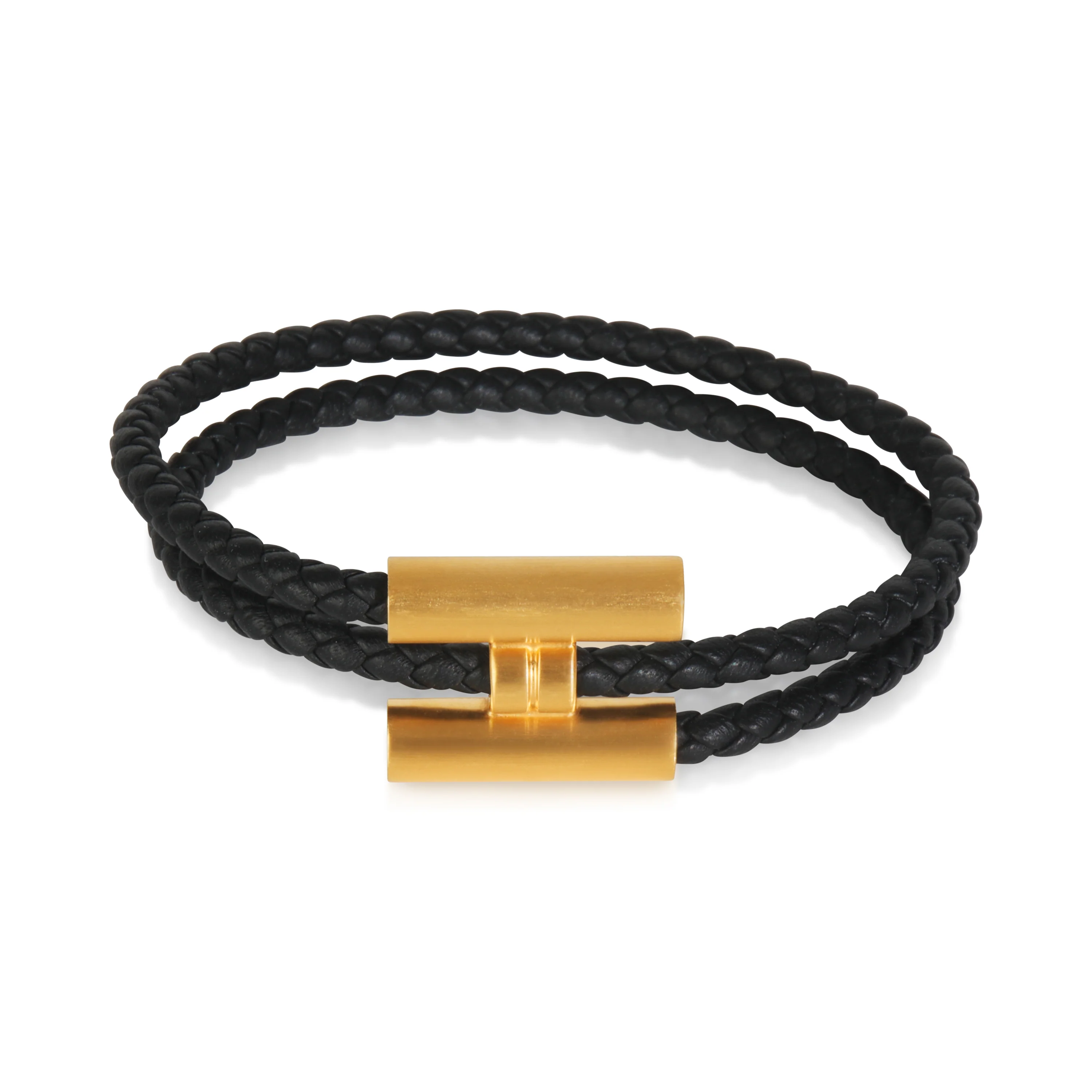 Gold-Plated Tournis Tresse In Noir Bracelet