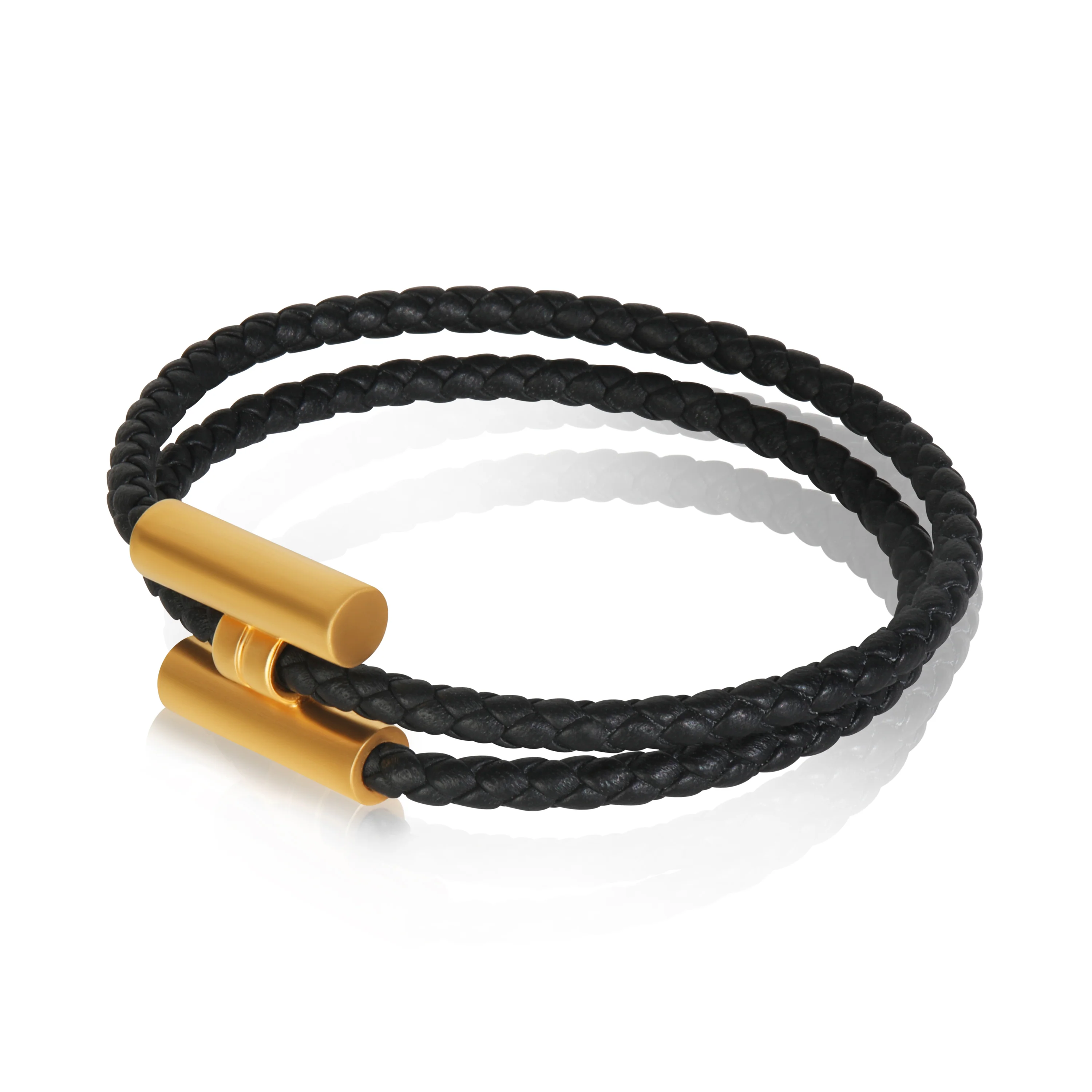 Gold-Plated Tournis Tresse In Noir Bracelet - Image 2