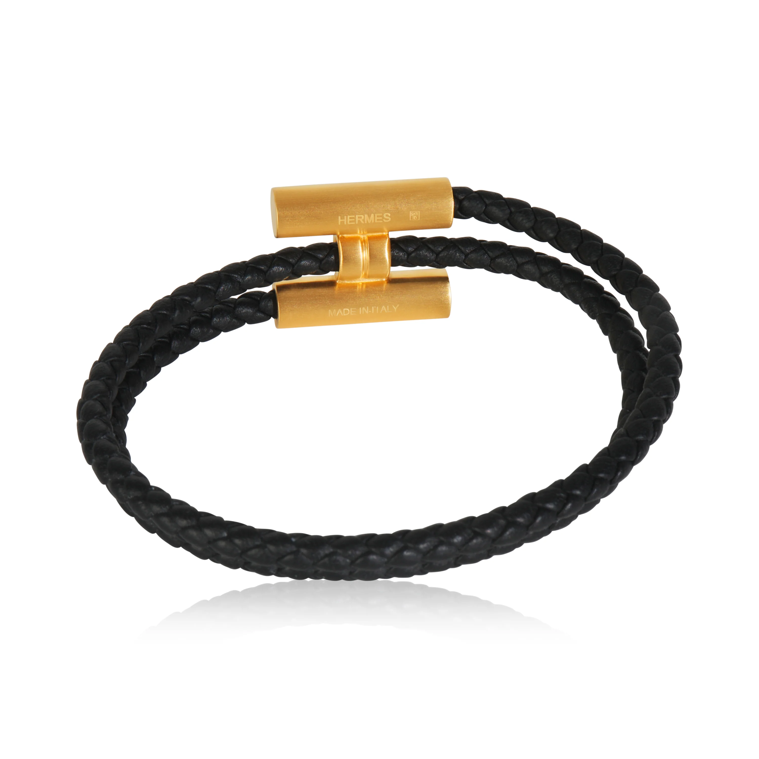 Gold-Plated Tournis Tresse In Noir Bracelet - Image 3