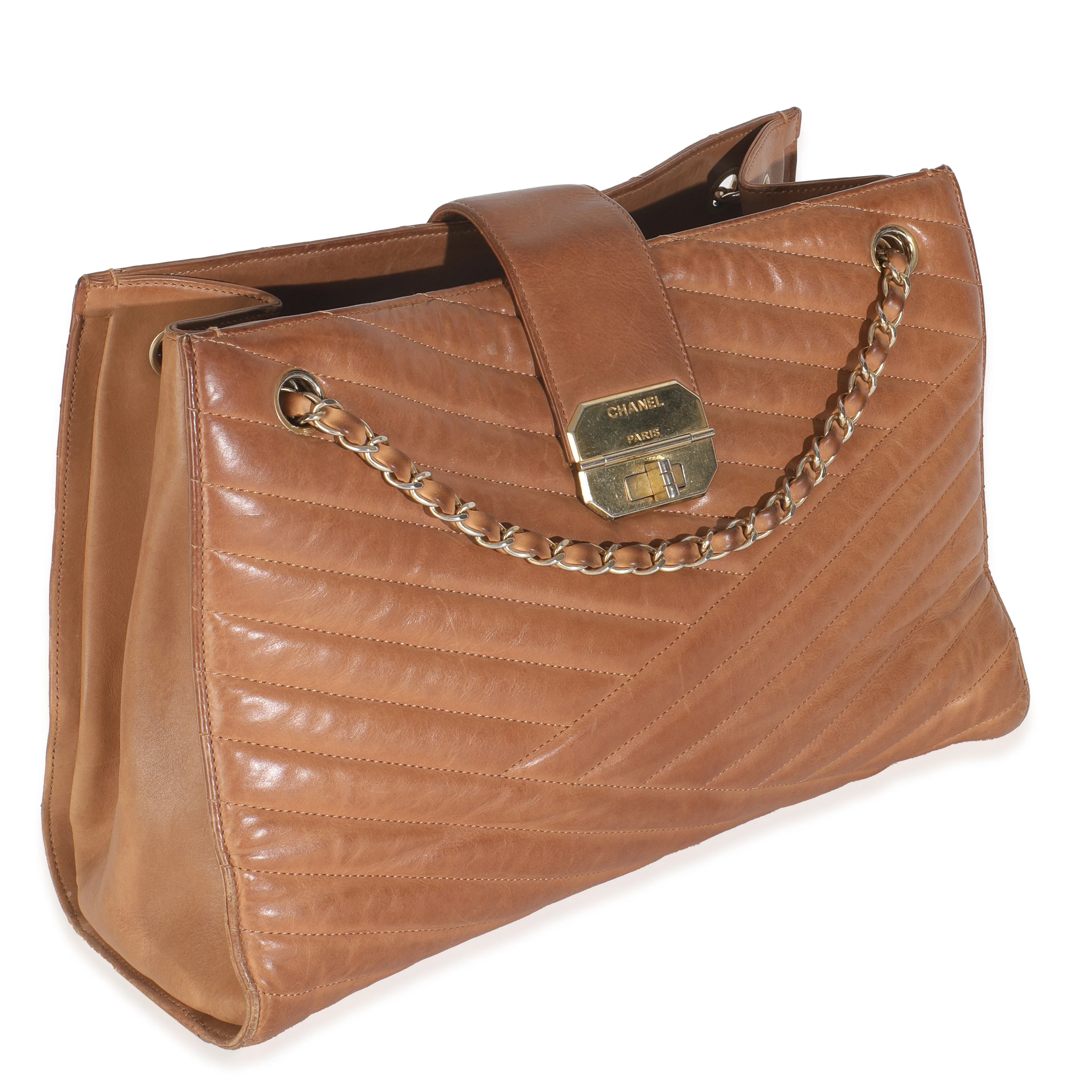 Brown Quilted Lambskin Large Gabrielle Accordion Tote - Image 3