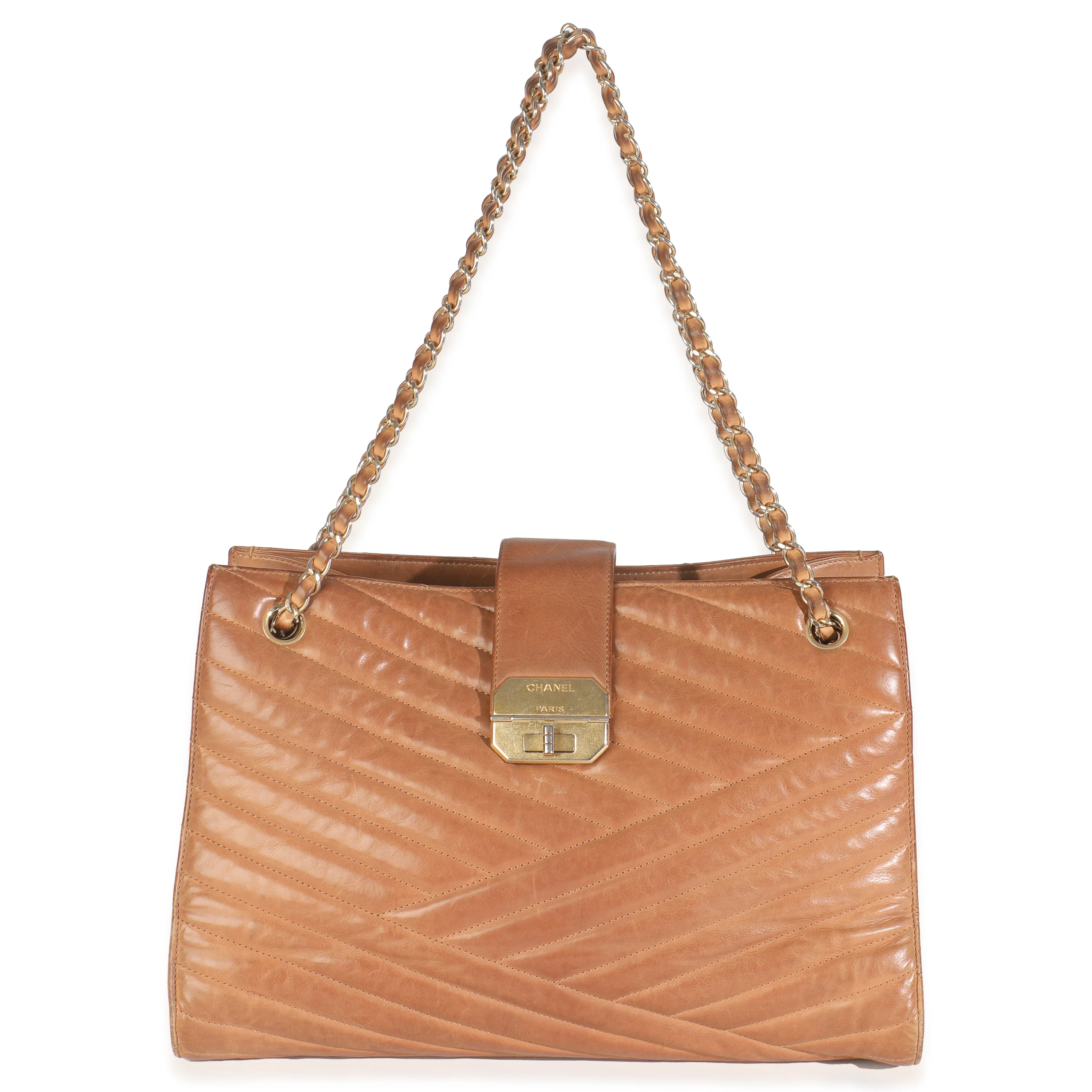 Brown Quilted Lambskin Large Gabrielle Accordion Tote - Image 6