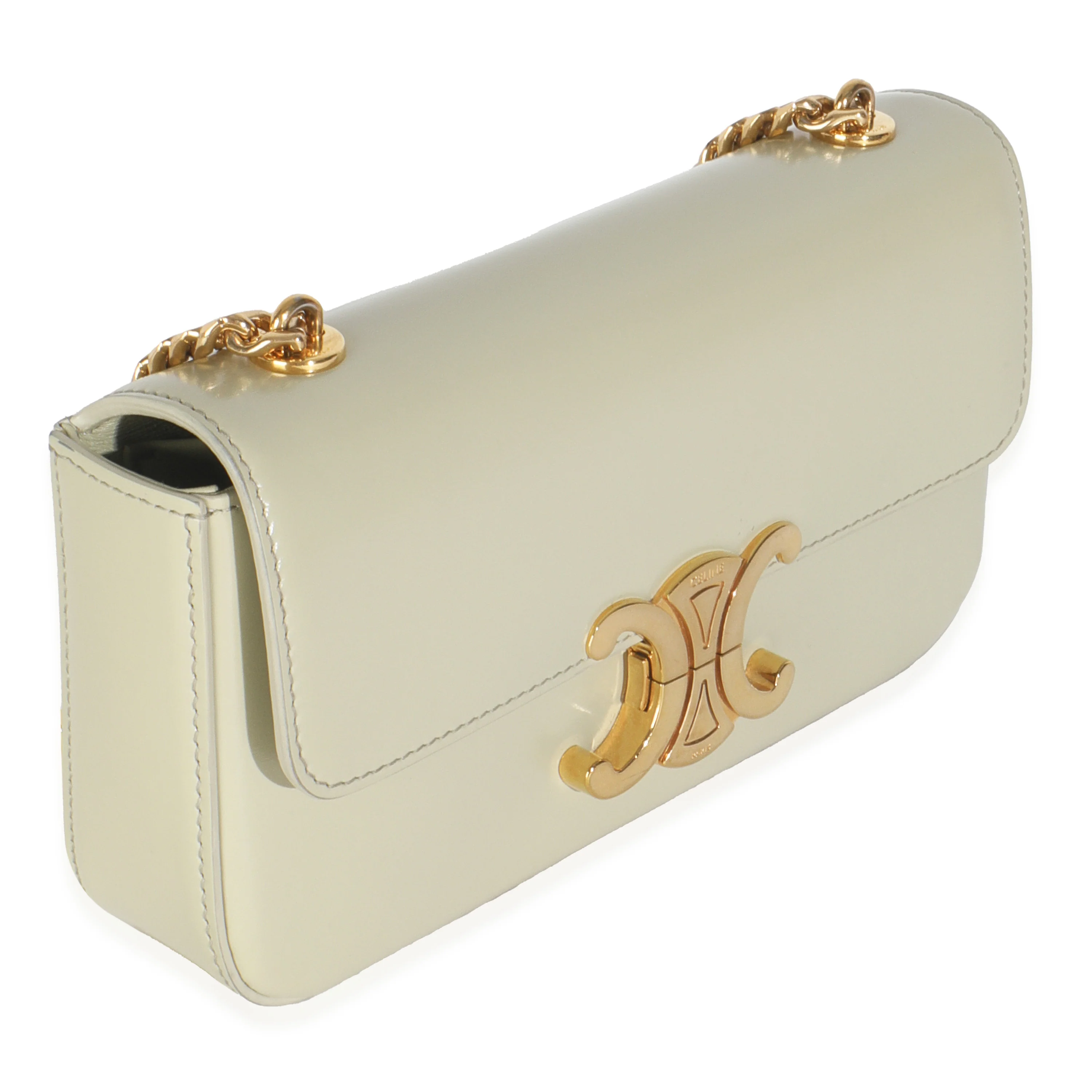 Almond Green Shiny Calfskin Triomphe Chain Shoulder Bag - Image 3