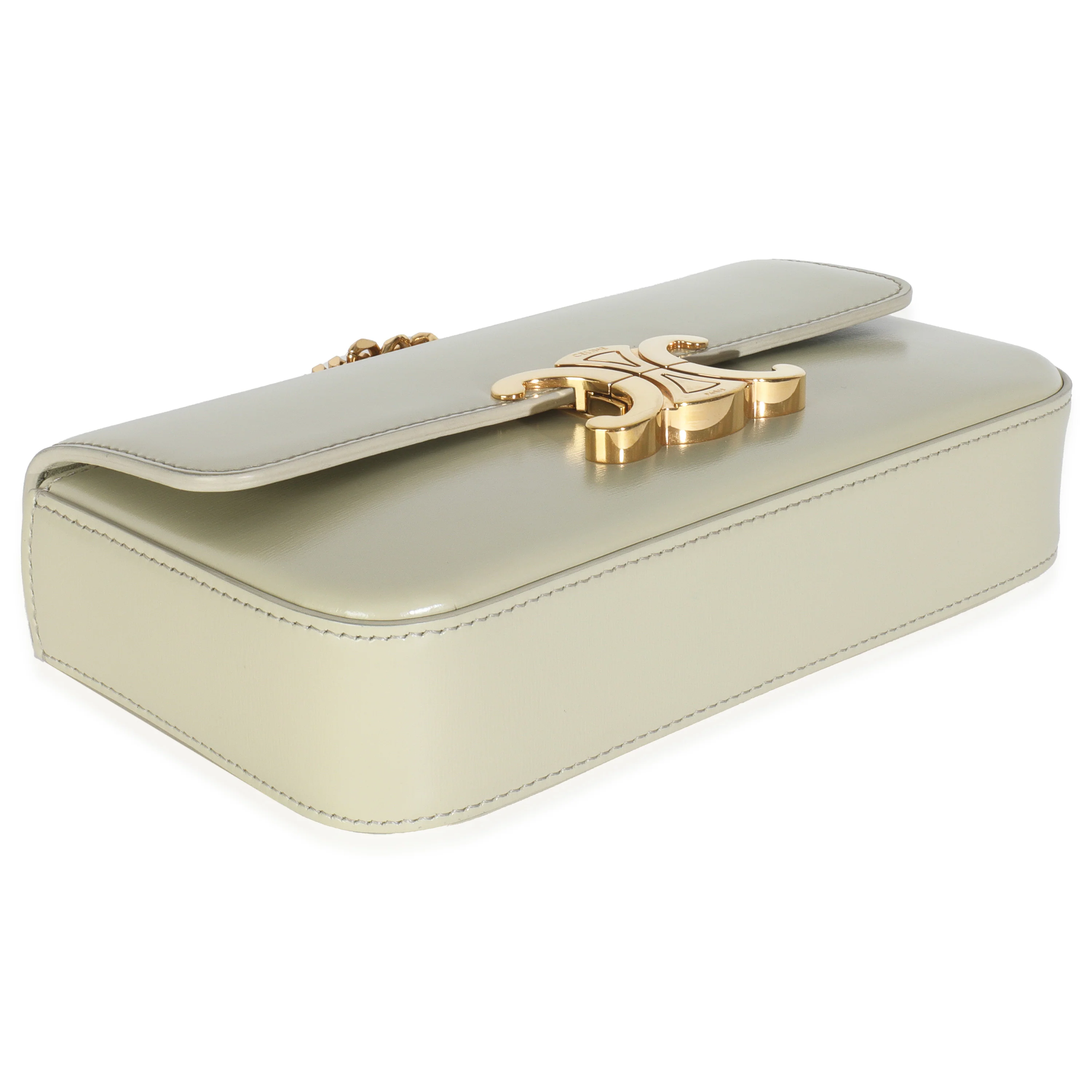 Almond Green Shiny Calfskin Triomphe Chain Shoulder Bag - Image 6
