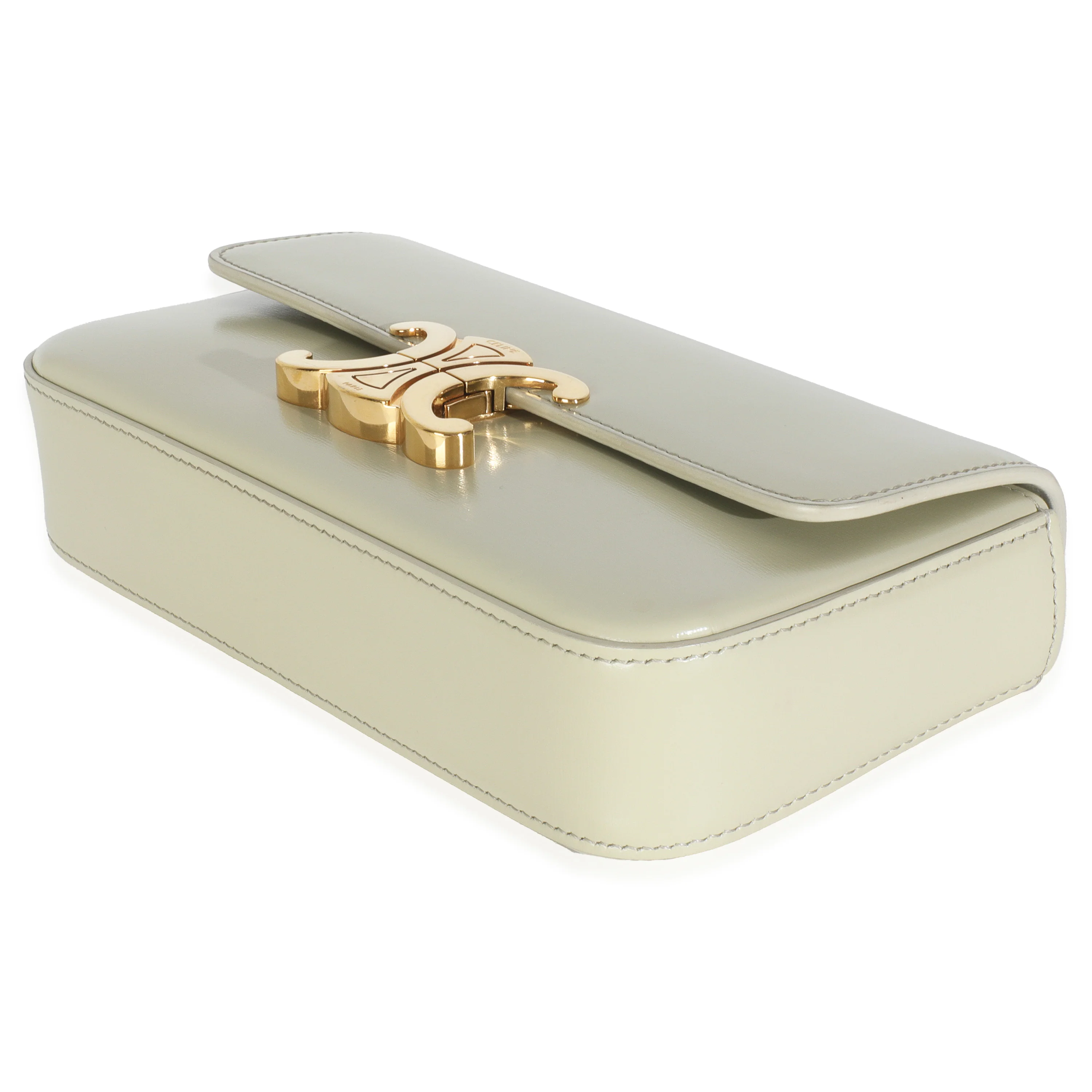 Almond Green Shiny Calfskin Triomphe Chain Shoulder Bag - Image 7
