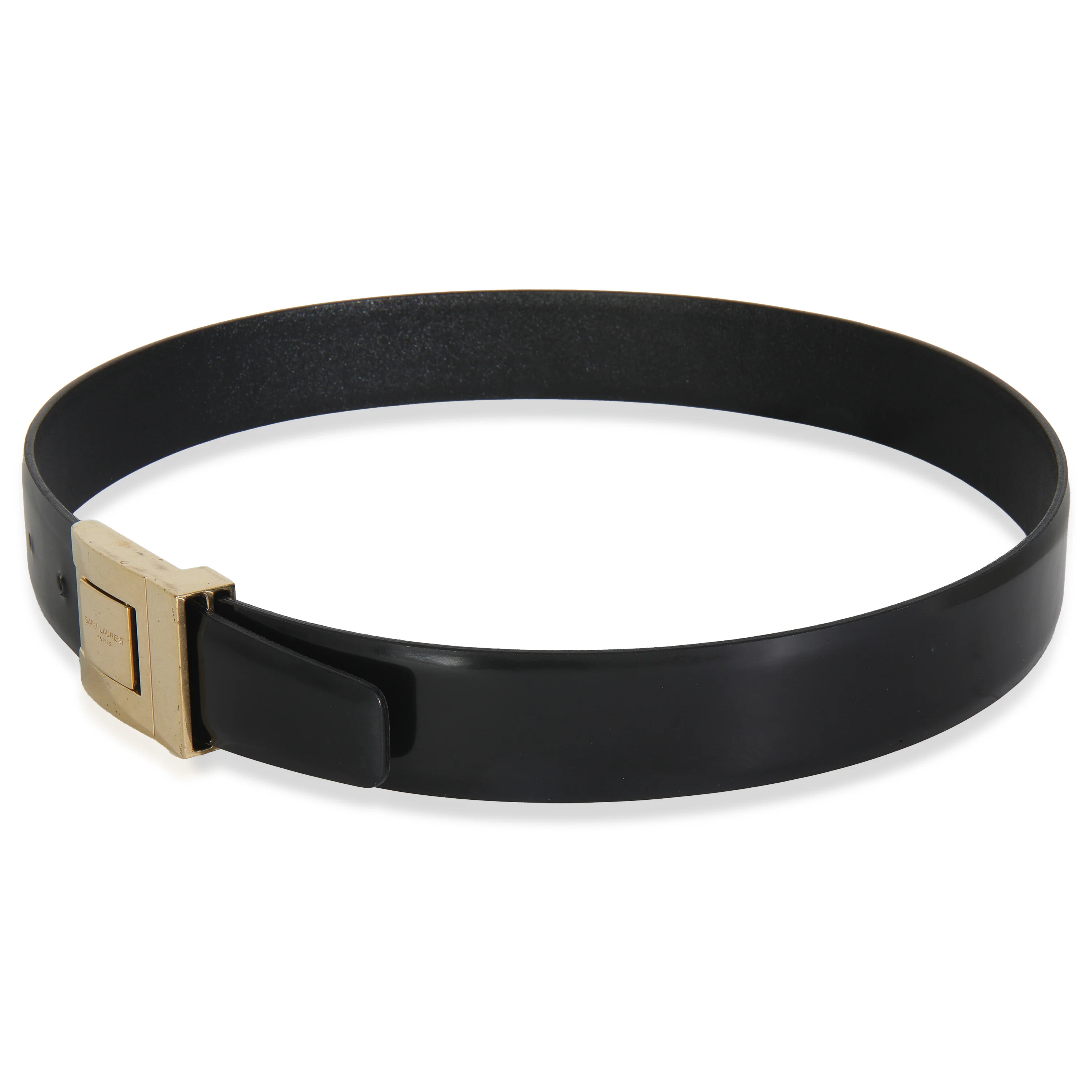 Black Calfskin Gold Square Logo Belt 70 - Image 2