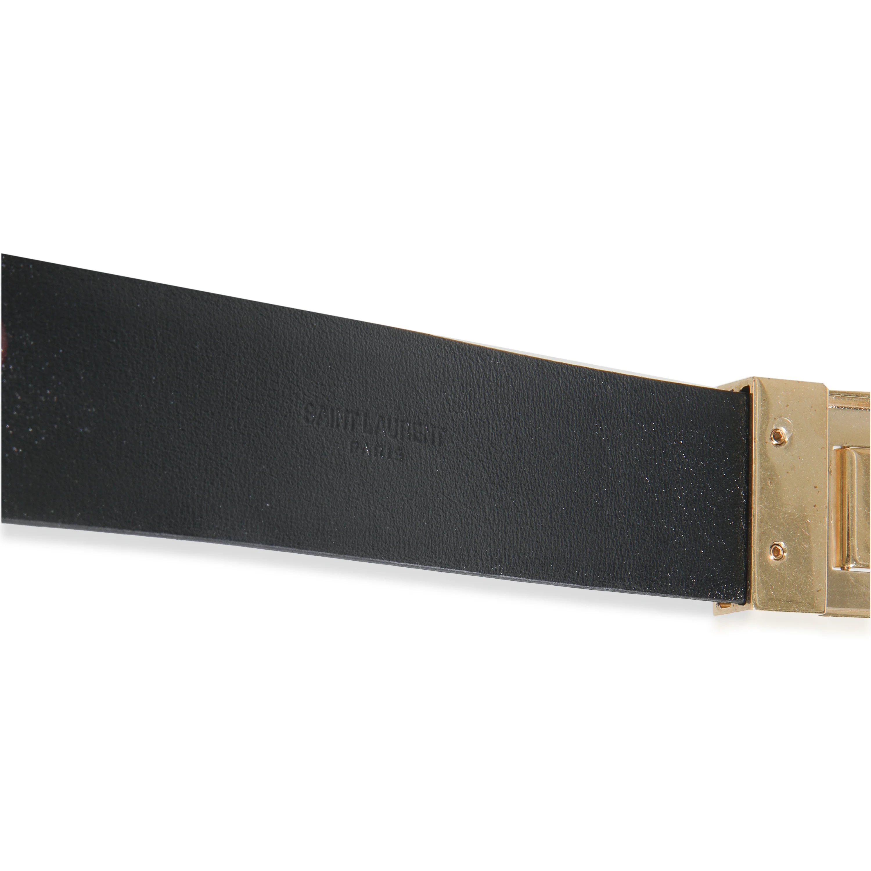 Black Calfskin Gold Square Logo Belt 70 - Image 4