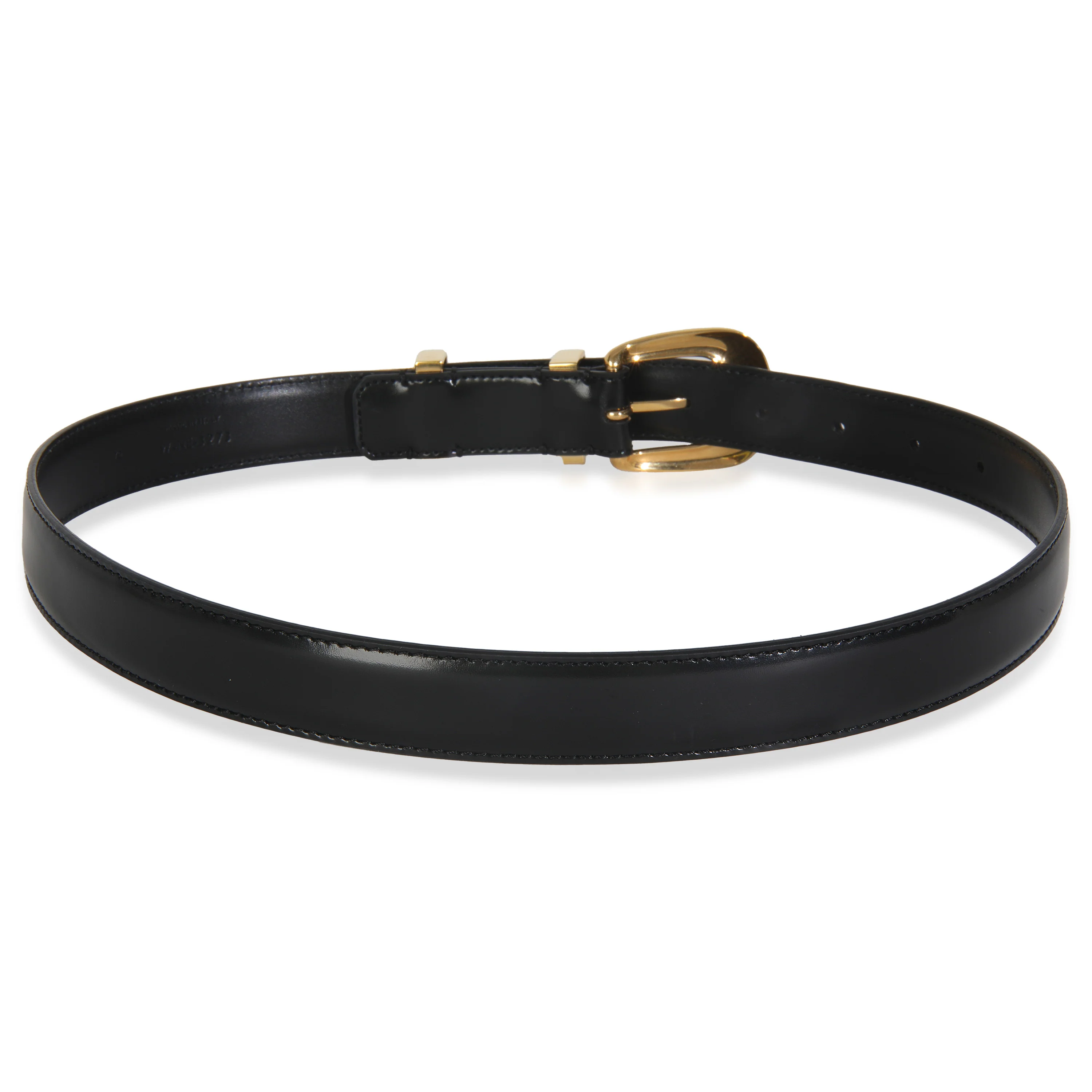 Black Taurillon Gold Buckle Medium Western Belt 70 - Image 3