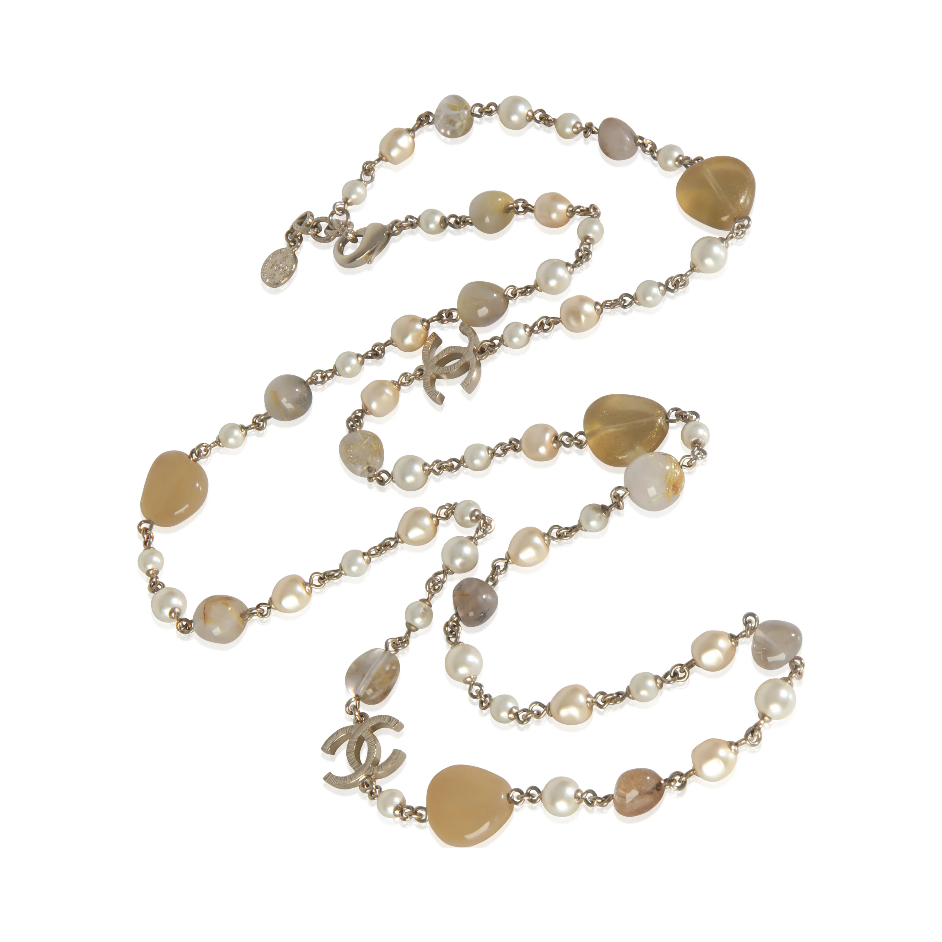 Gold-Plated 2014 100th Anniversary Faux Pearl & Bead Station Necklace - Image 3