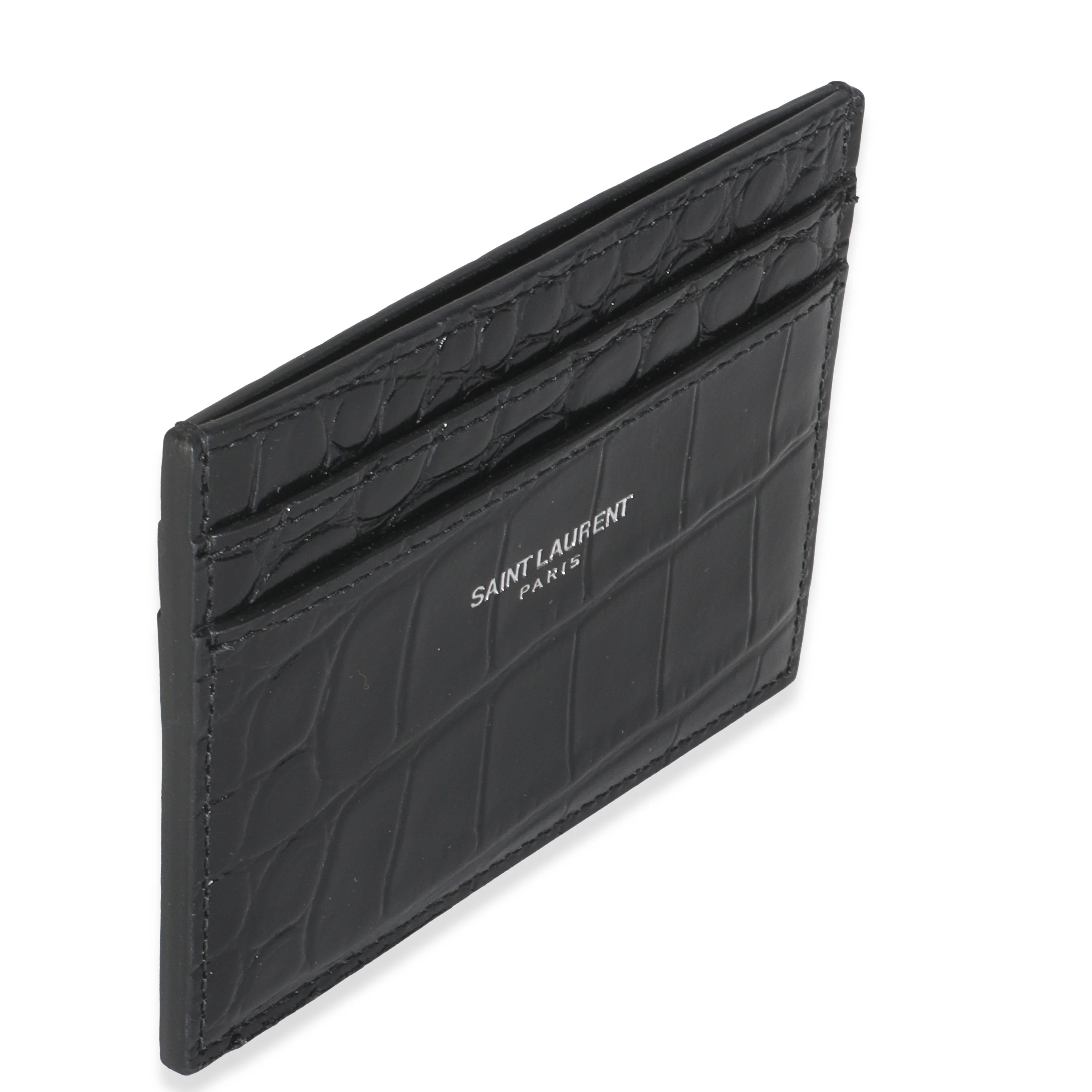 Black Croc Embossed Credit Card Case - Image 3