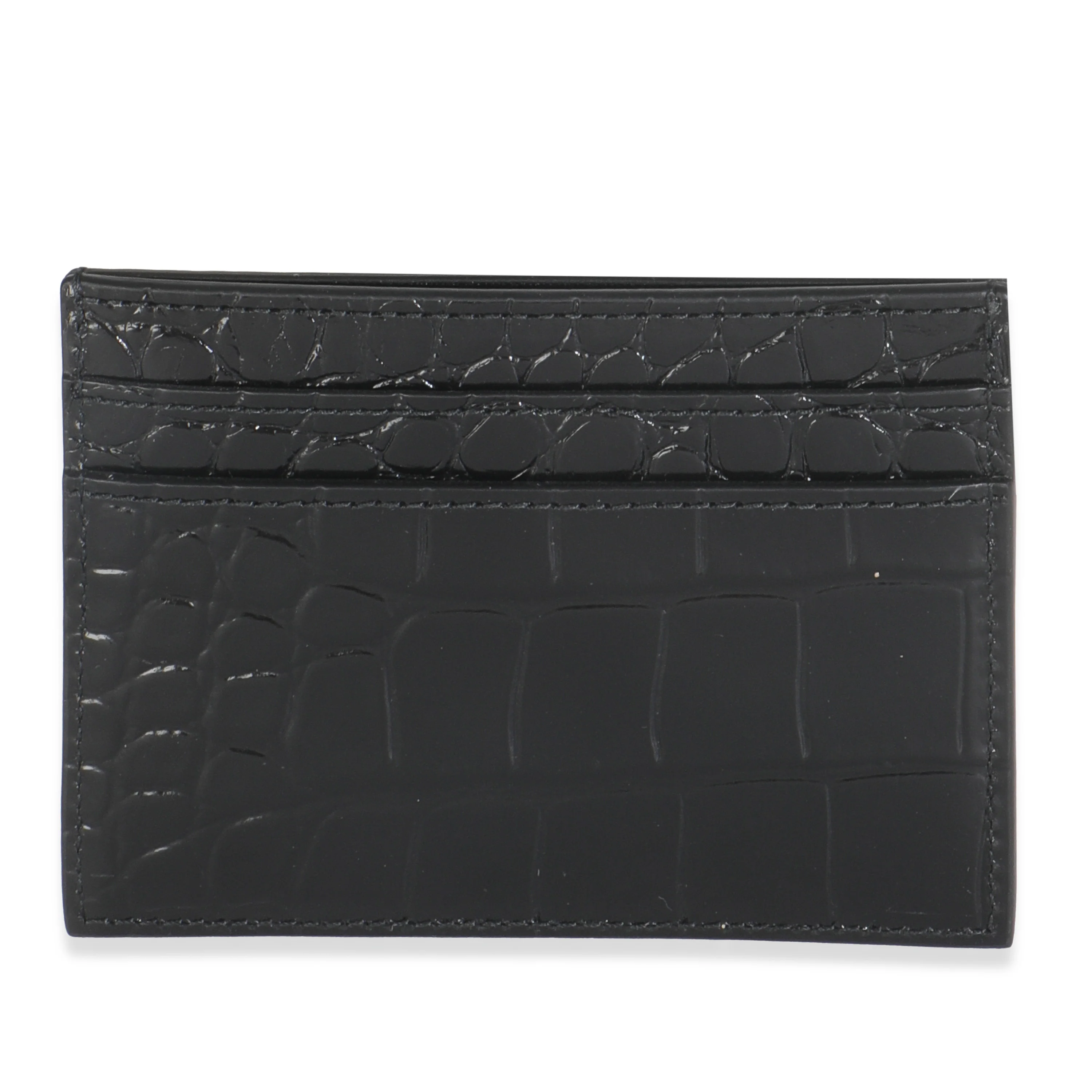 Black Croc Embossed Credit Card Case - Image 4
