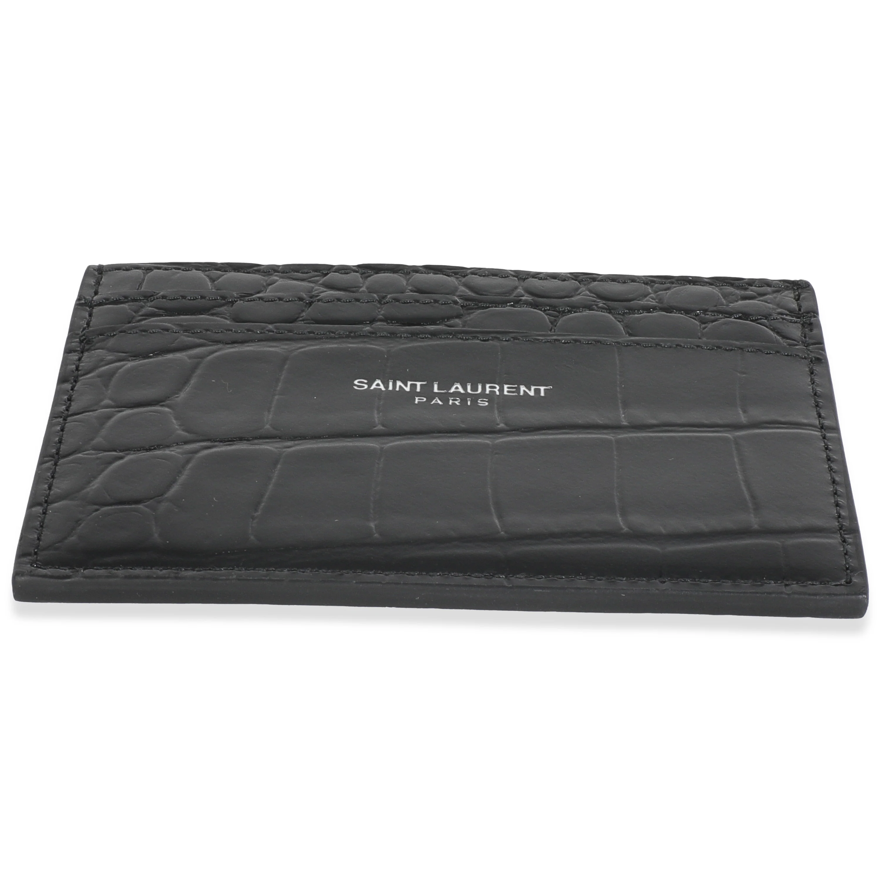 Black Croc Embossed Credit Card Case - Image 5