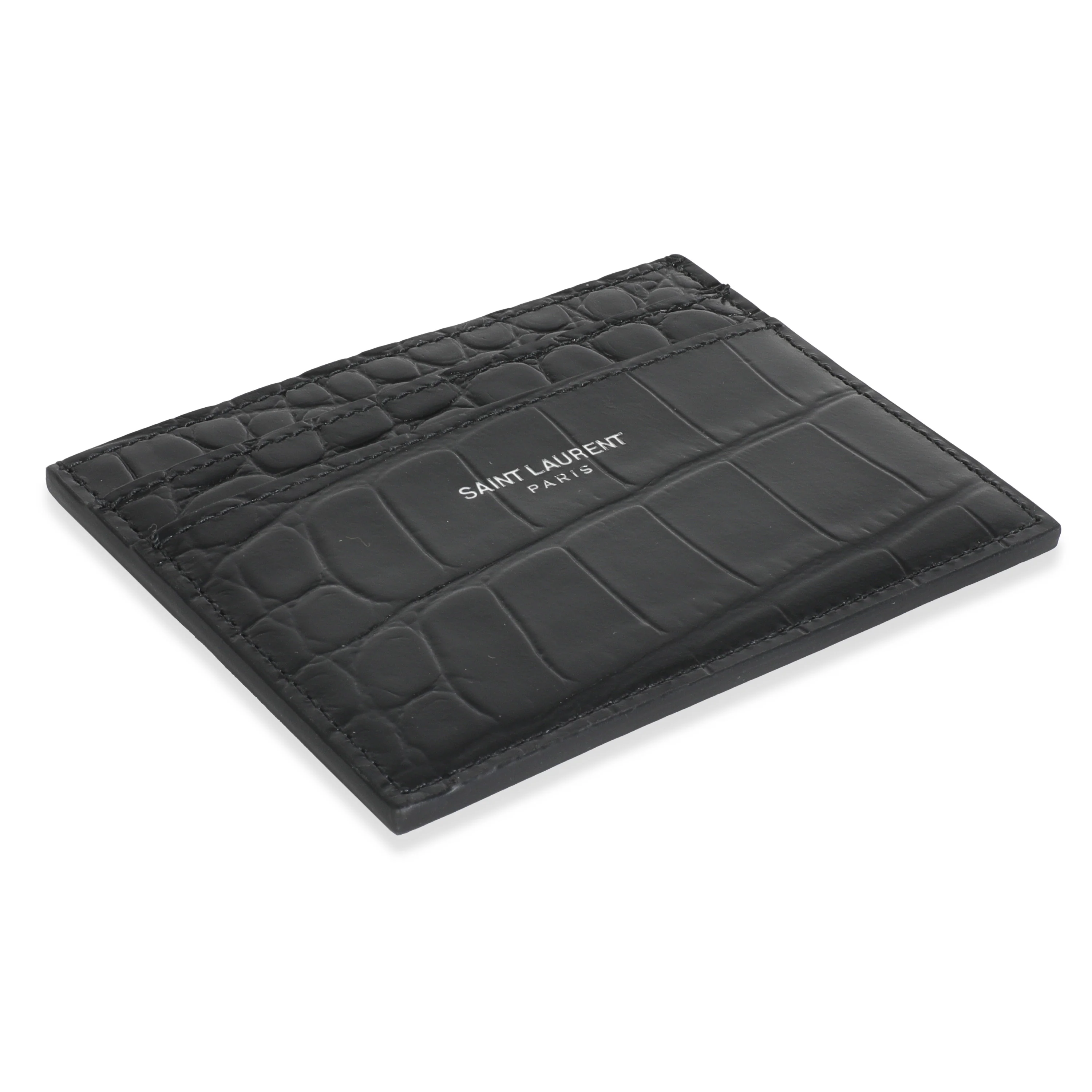 Black Croc Embossed Credit Card Case - Image 7
