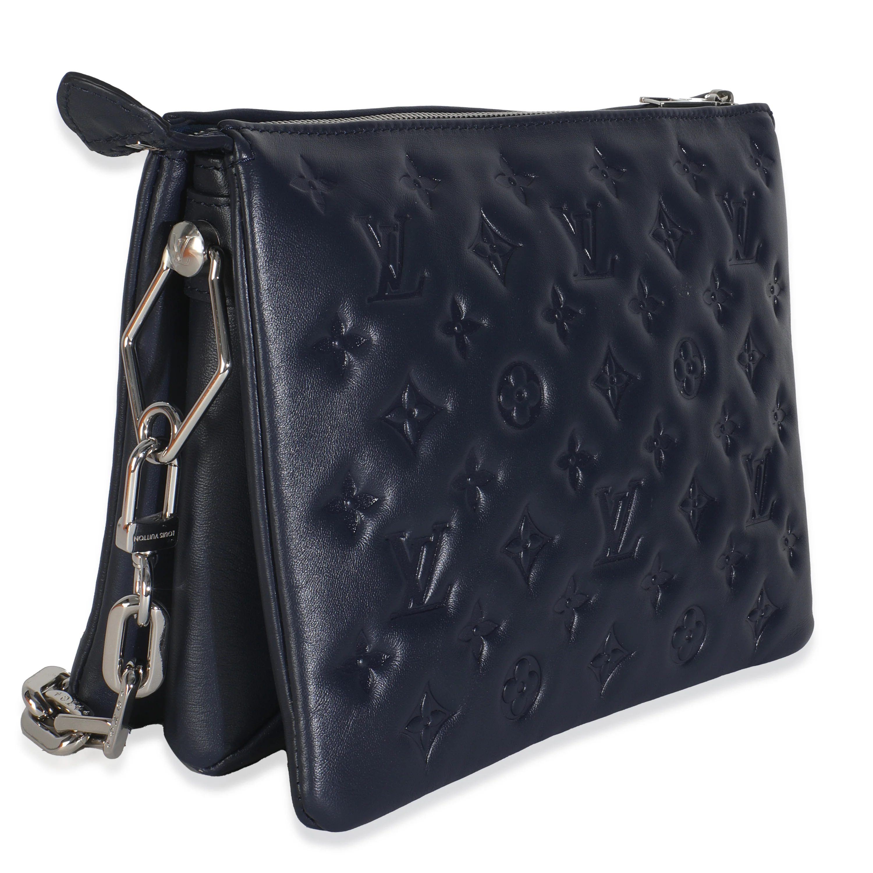 Navy Monogram Embossed Lambskin Coussin PM - Image 3