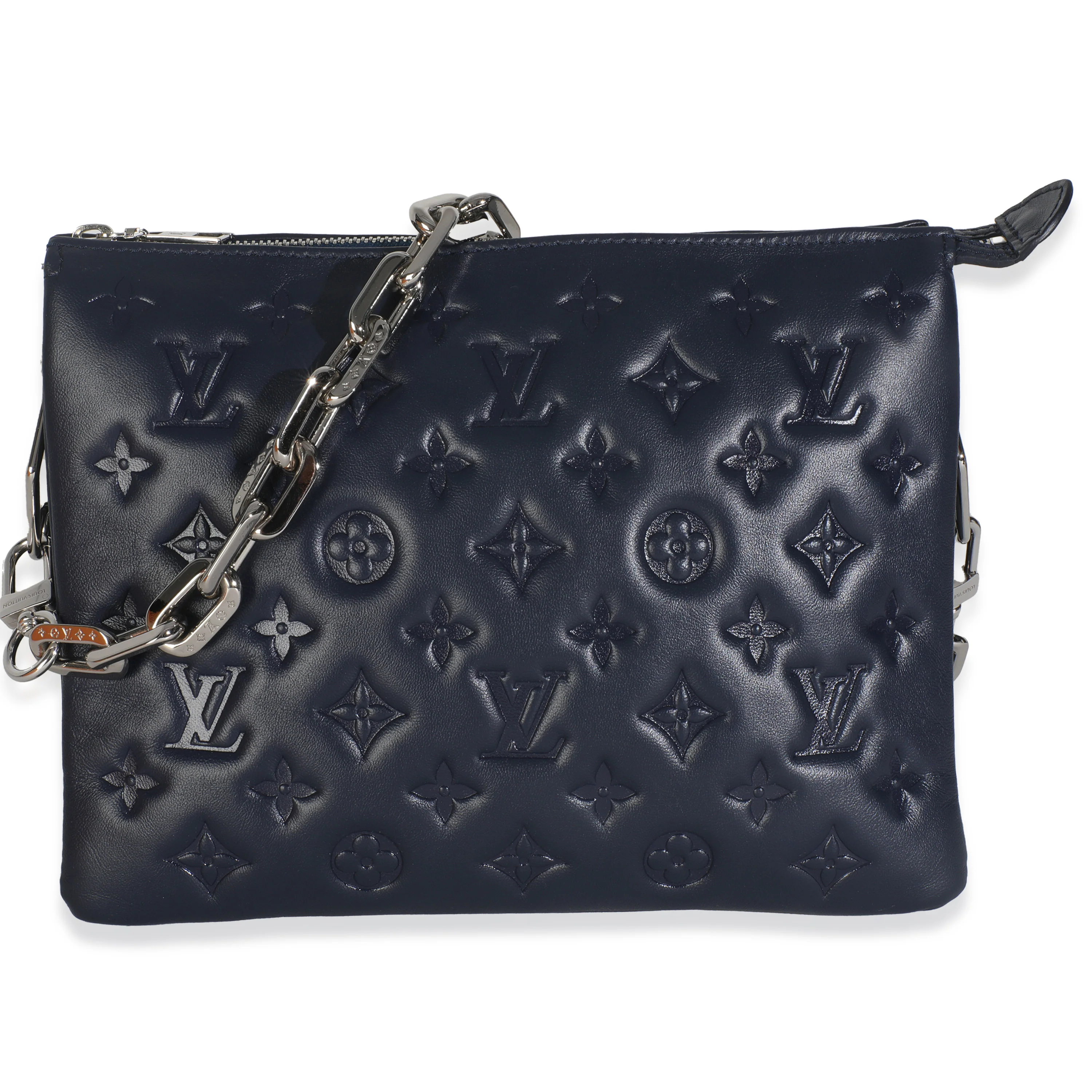 Navy Monogram Embossed Lambskin Coussin PM - Image 4