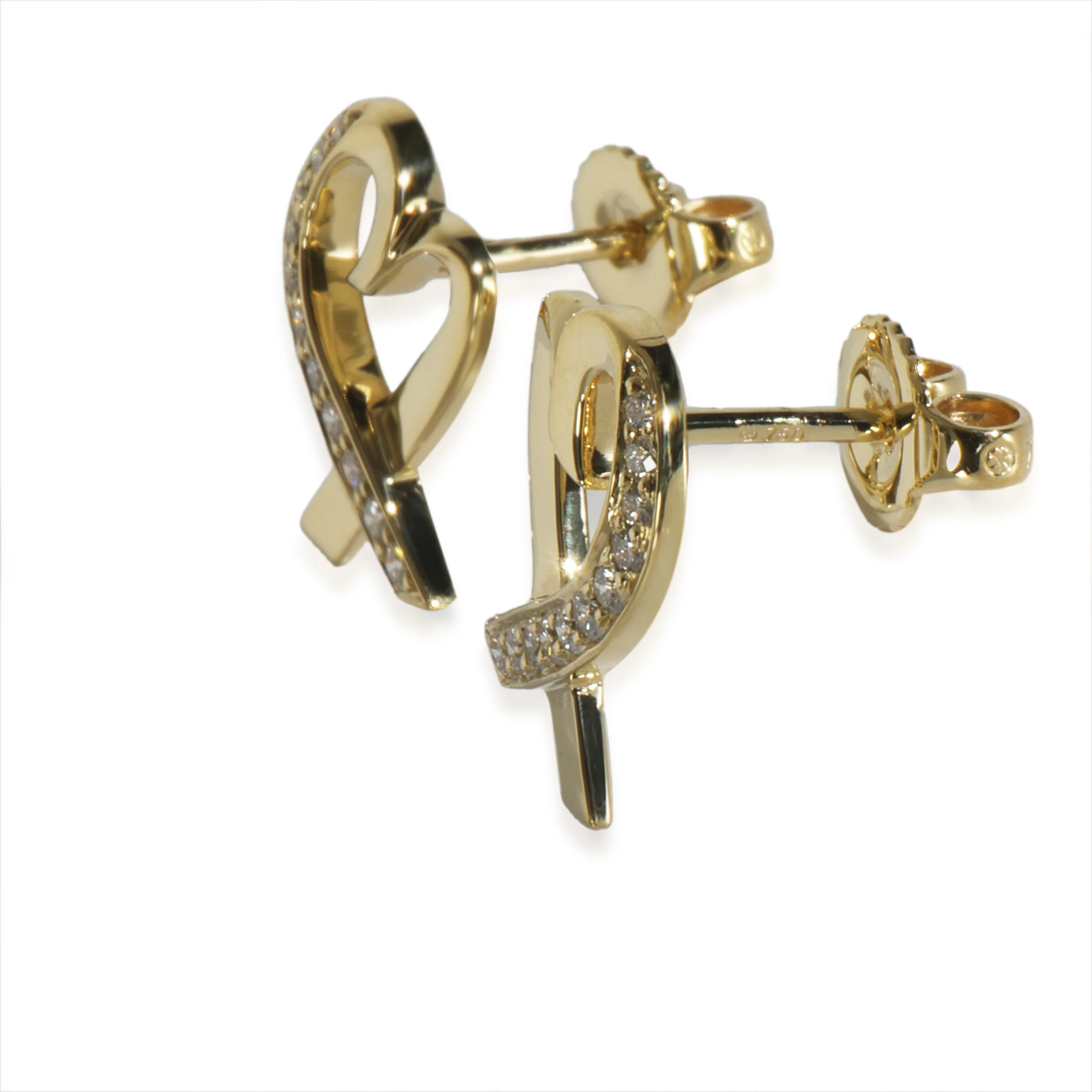 Yellow Gold Diamond Paloma Picasso Loving Heart Earrings - Image 2