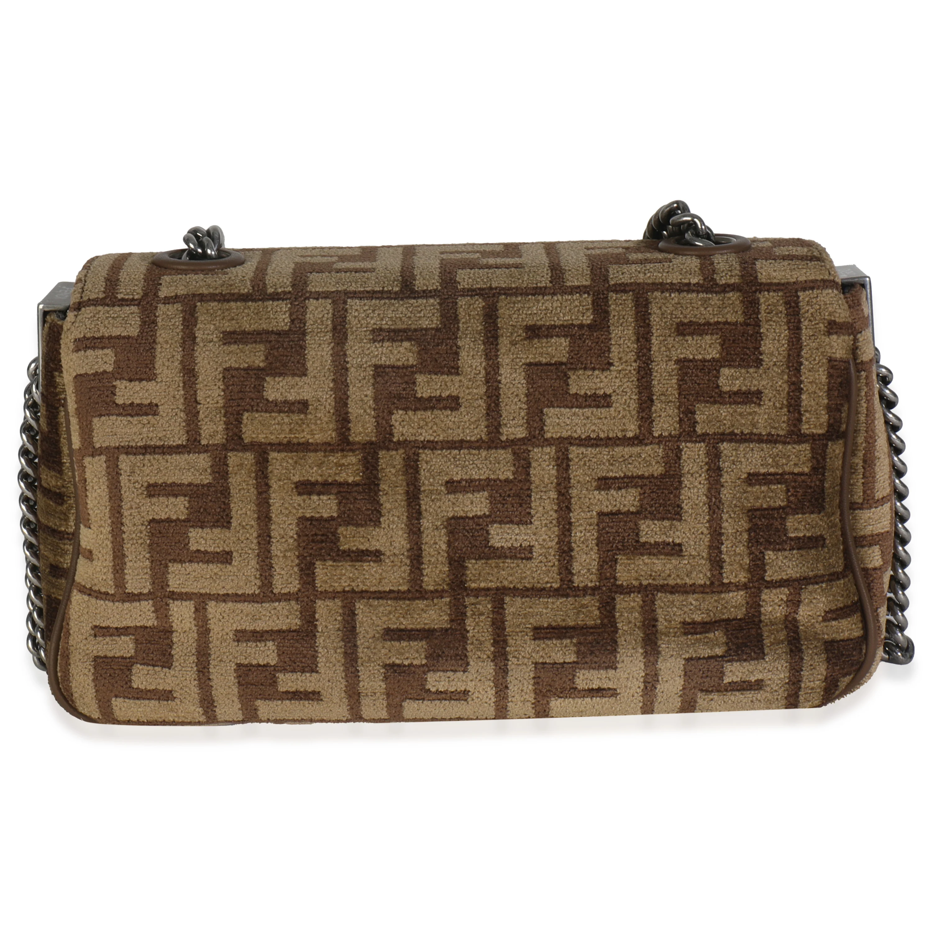 Brown Chenille Vitello Seta FF Midi Chain Baguette - Image 4
