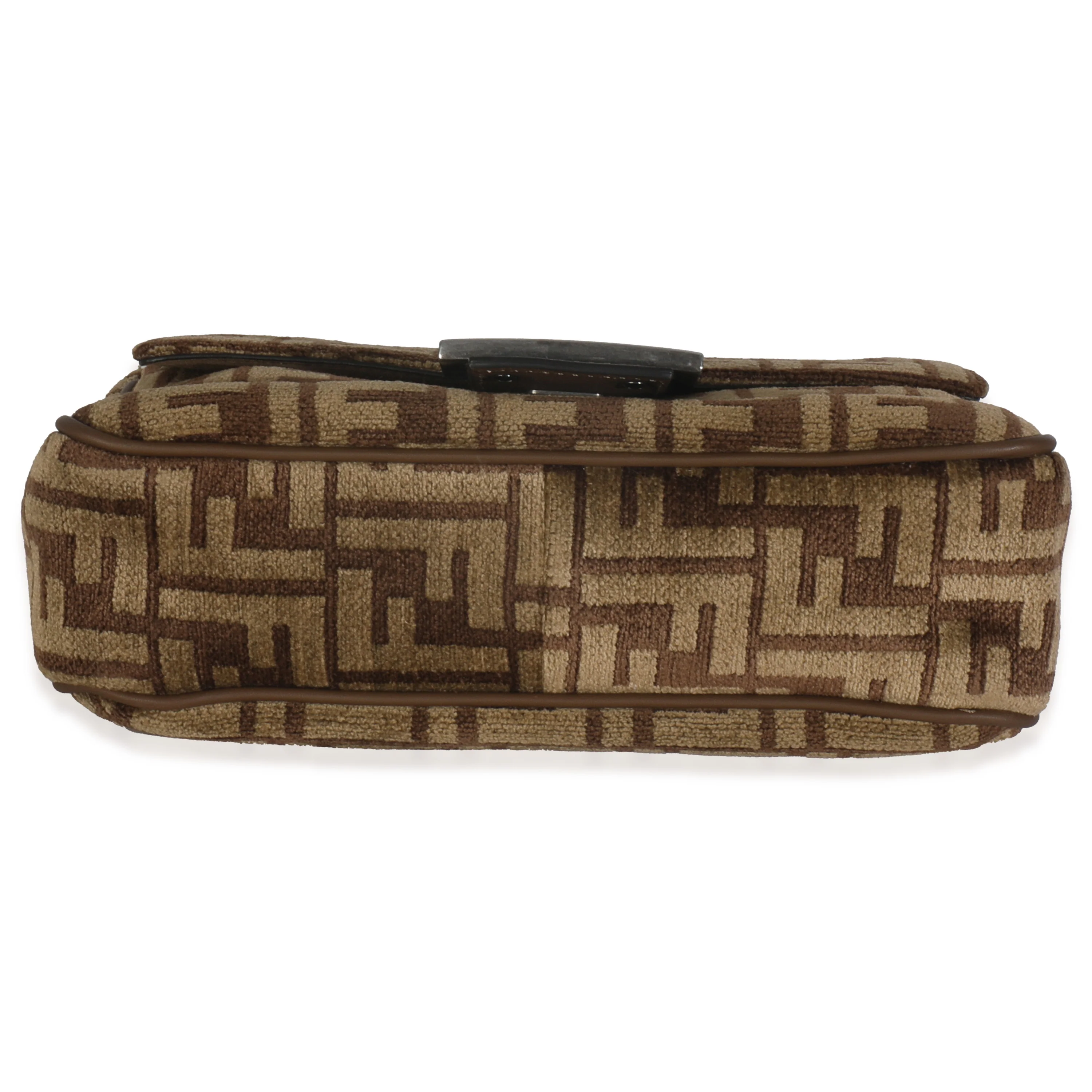 Brown Chenille Vitello Seta FF Midi Chain Baguette - Image 5
