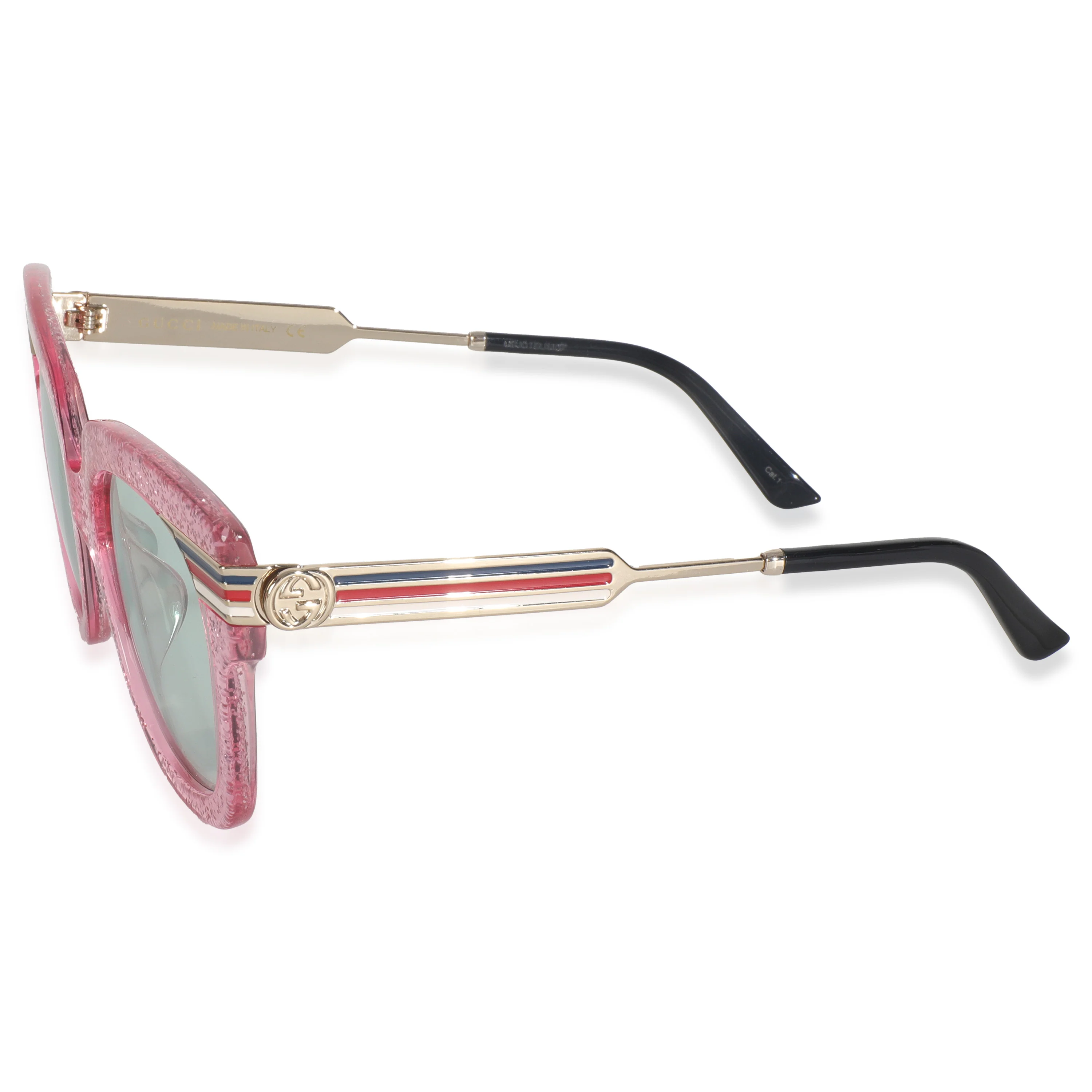 Pink Glitter Acetate Oversized Square Lens Sunglasses - Image 2