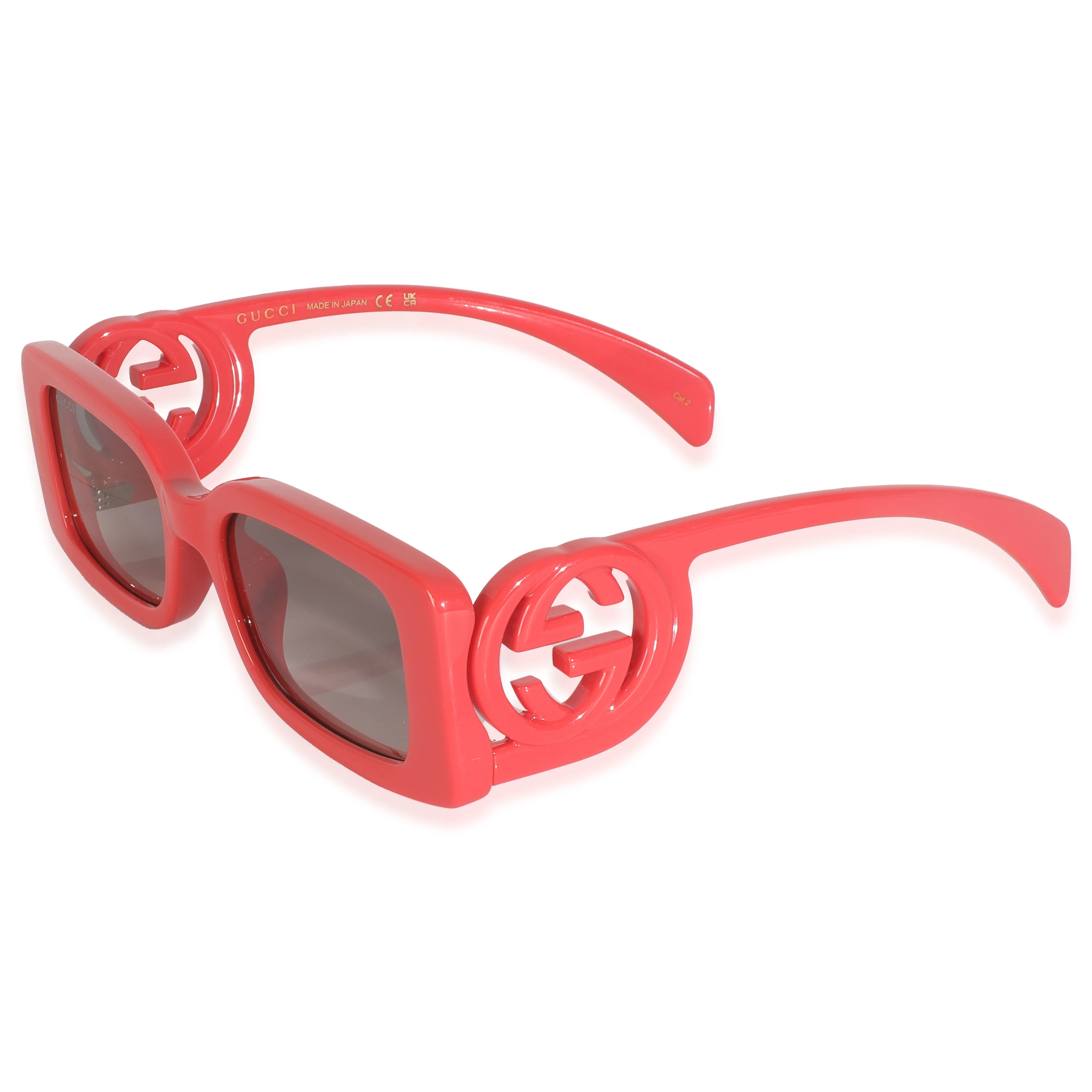Coral Acetate Rectangle Frame GG Sunglasses - Image 2