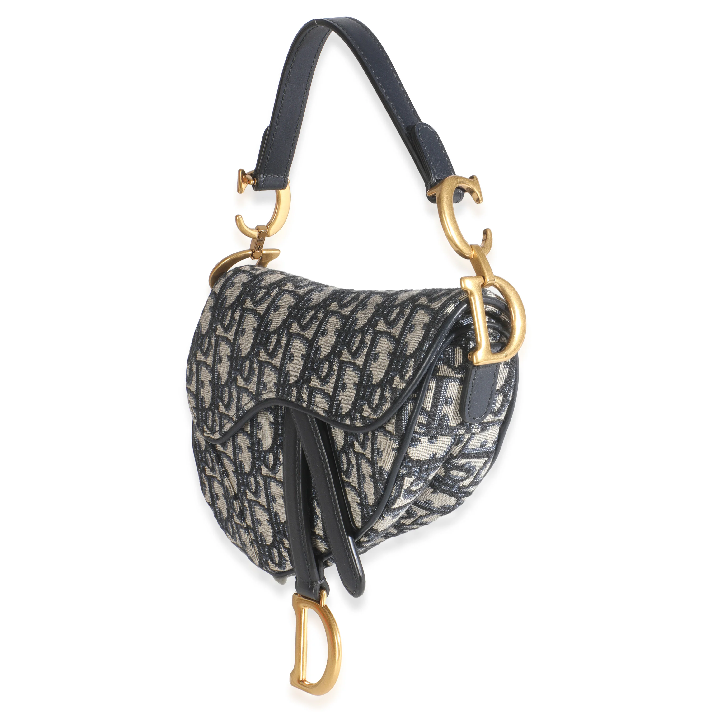 Blue Oblique Canvas Mini Saddle Bag - Image 2