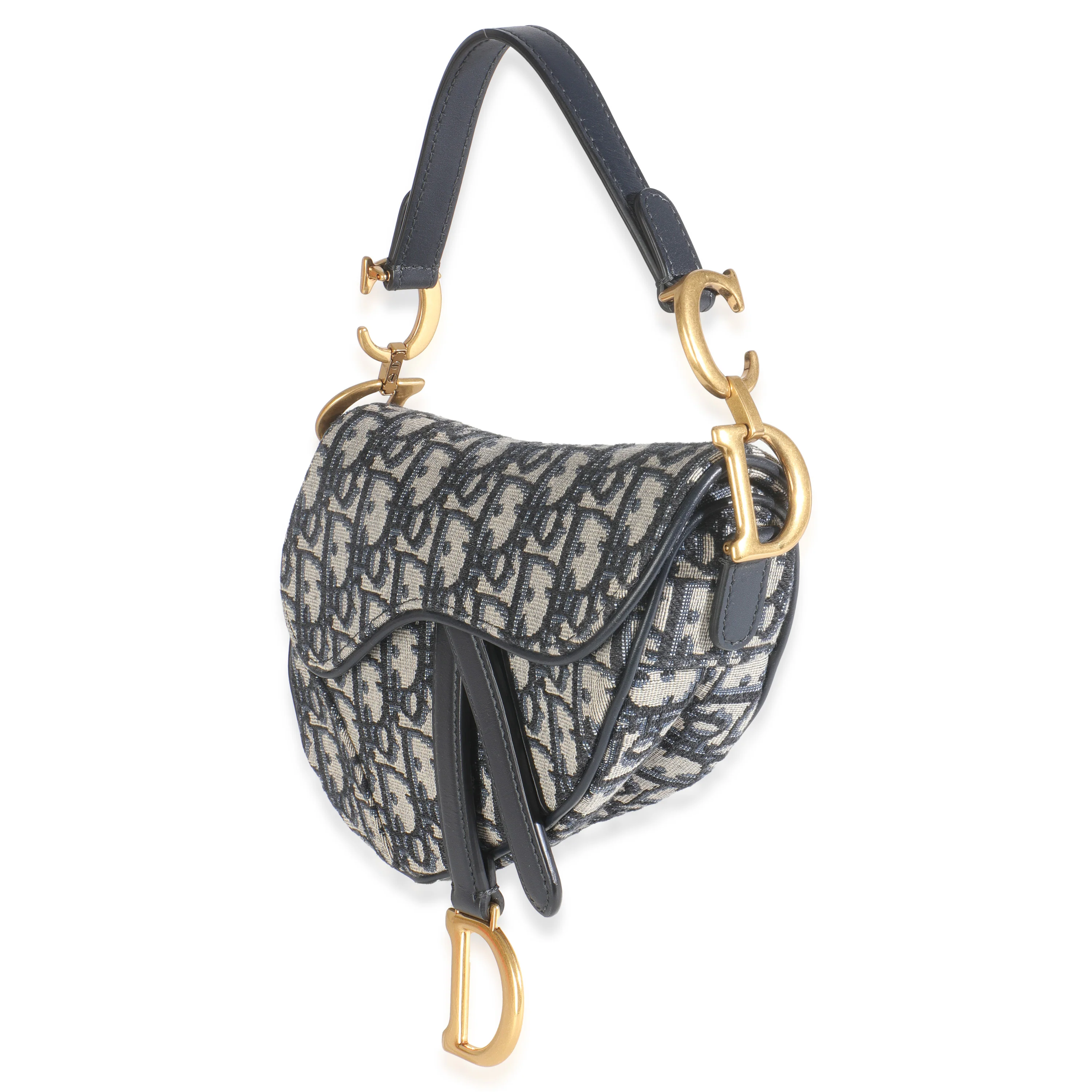 Blue Oblique Canvas Mini Saddle Bag - Image 3