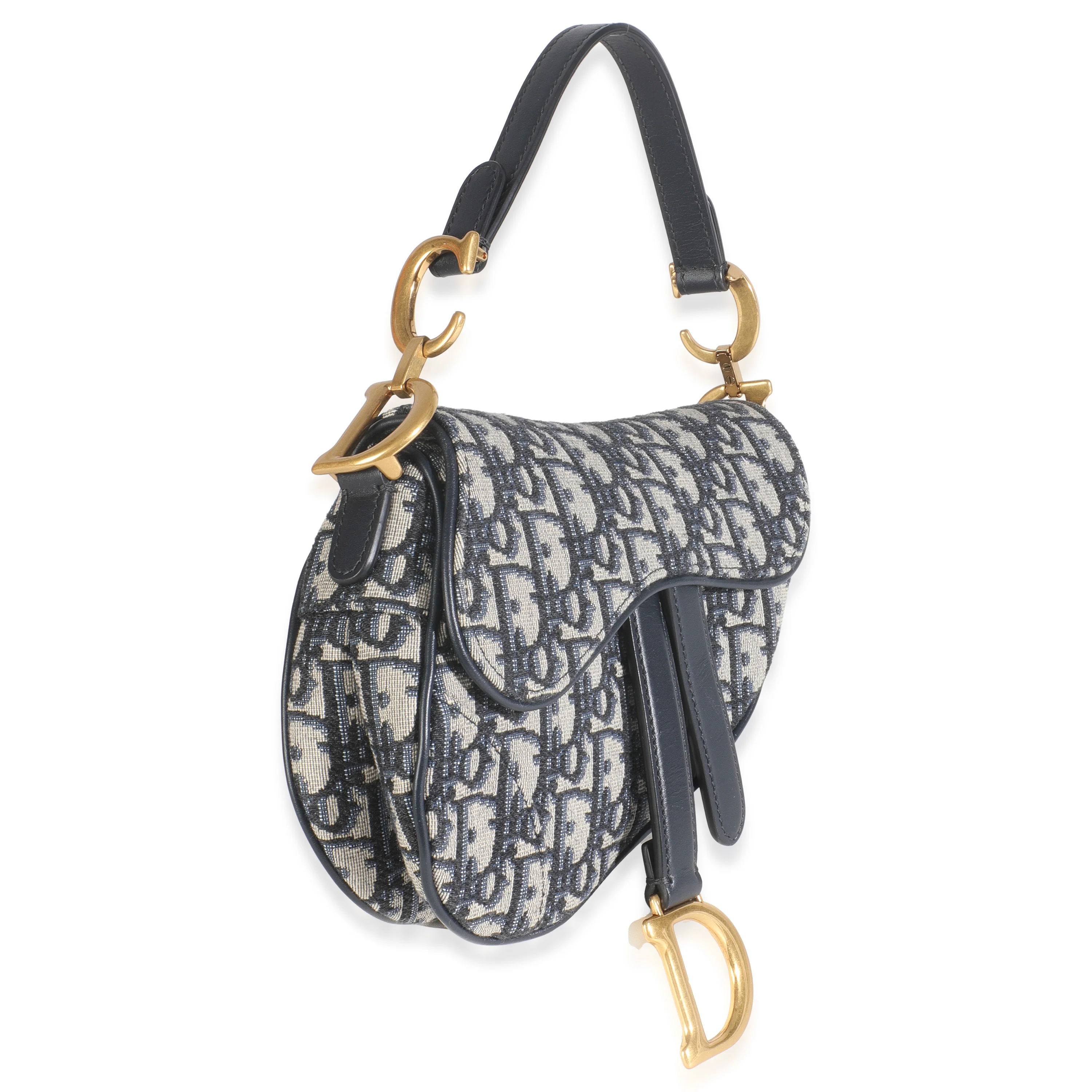 Blue Oblique Canvas Mini Saddle Bag - Image 4