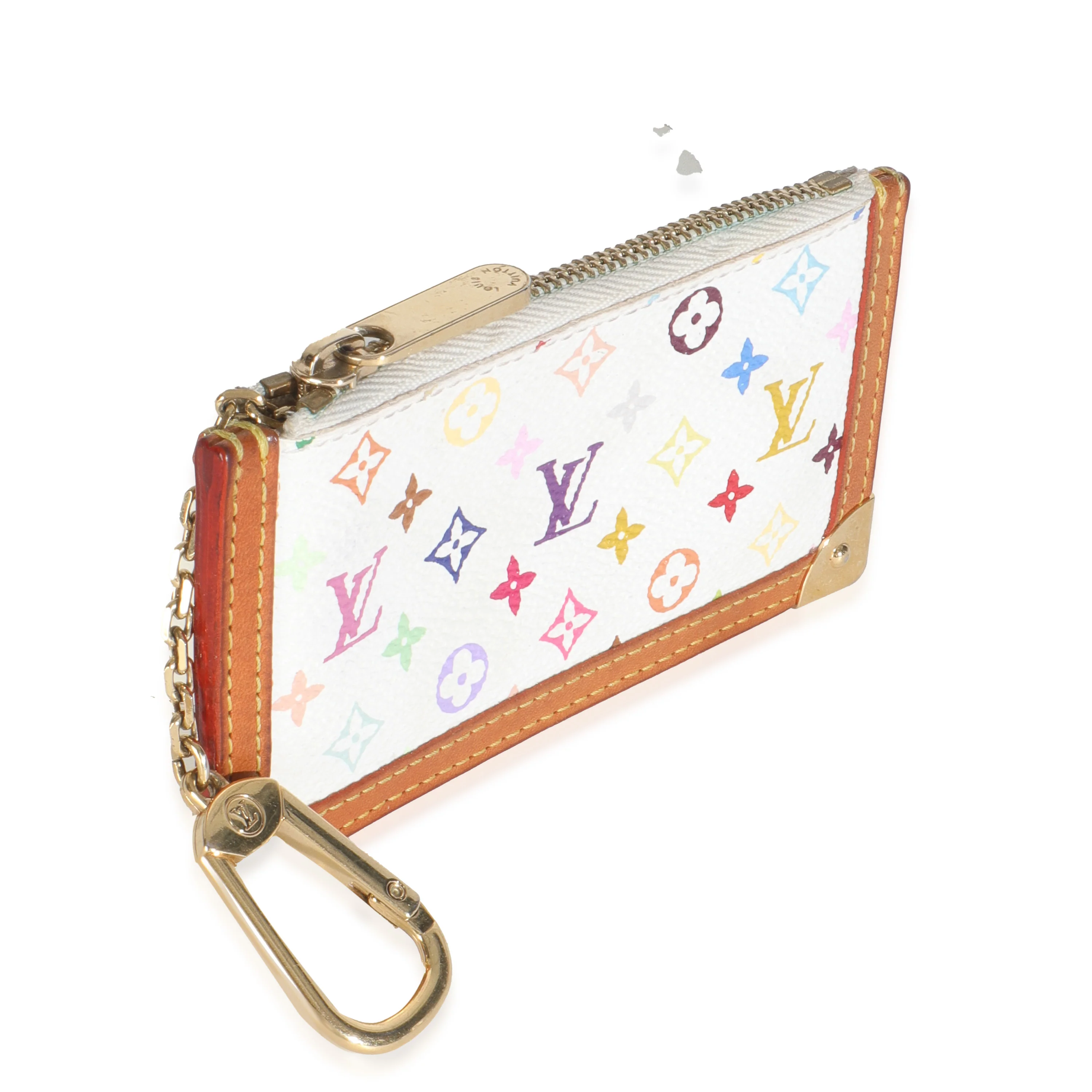 White Monogram Multicolore Canvas Key Pouch - Image 3