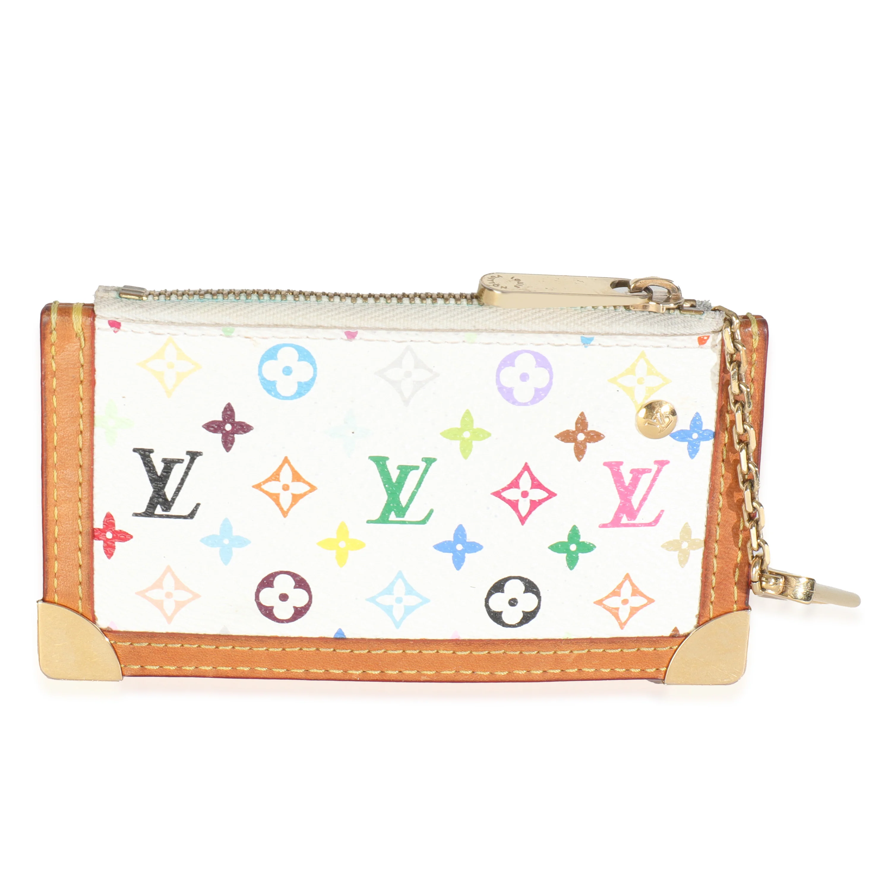 White Monogram Multicolore Canvas Key Pouch - Image 4