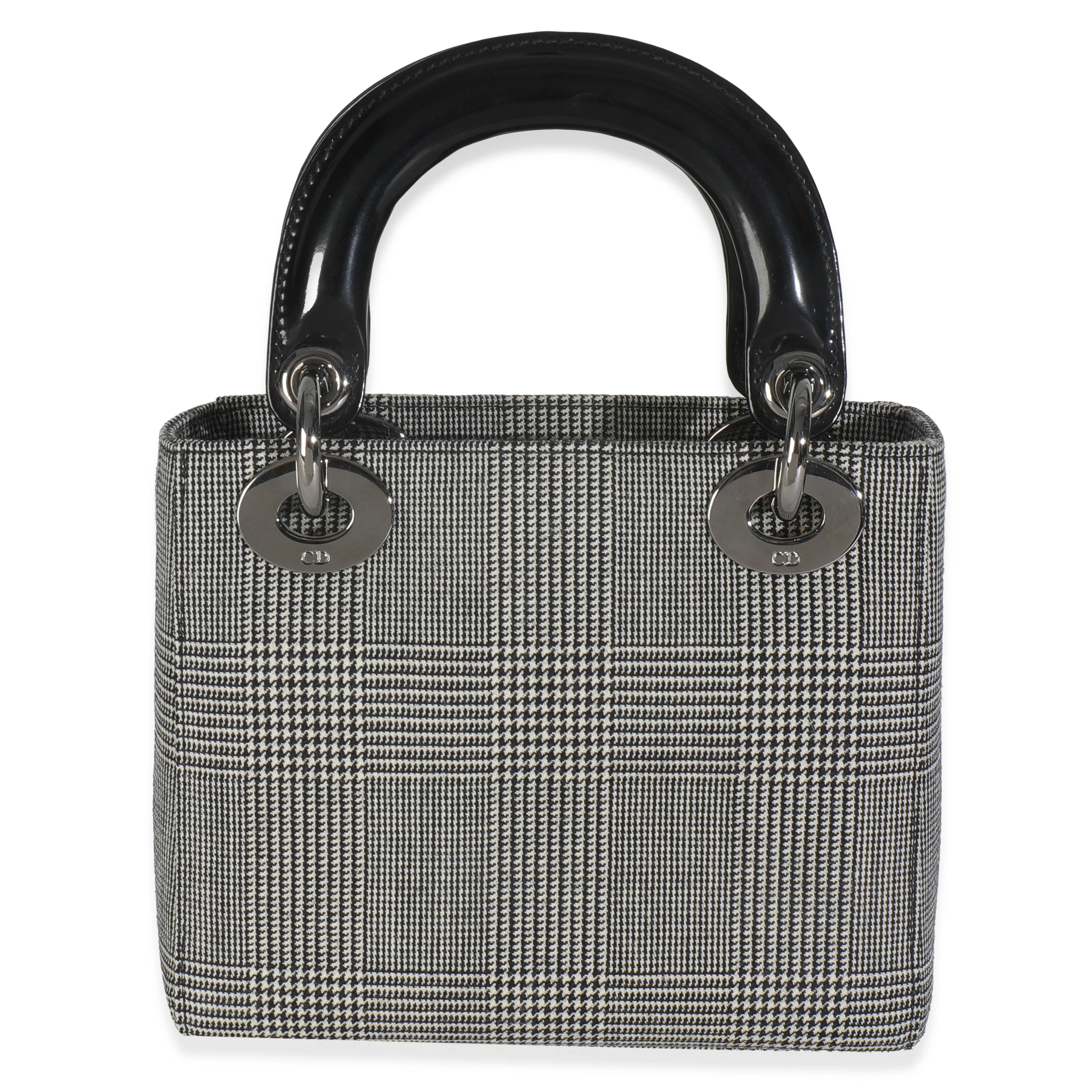 Vintage Black White Houndstooth Canvas Mini Lady Dior - Image 4