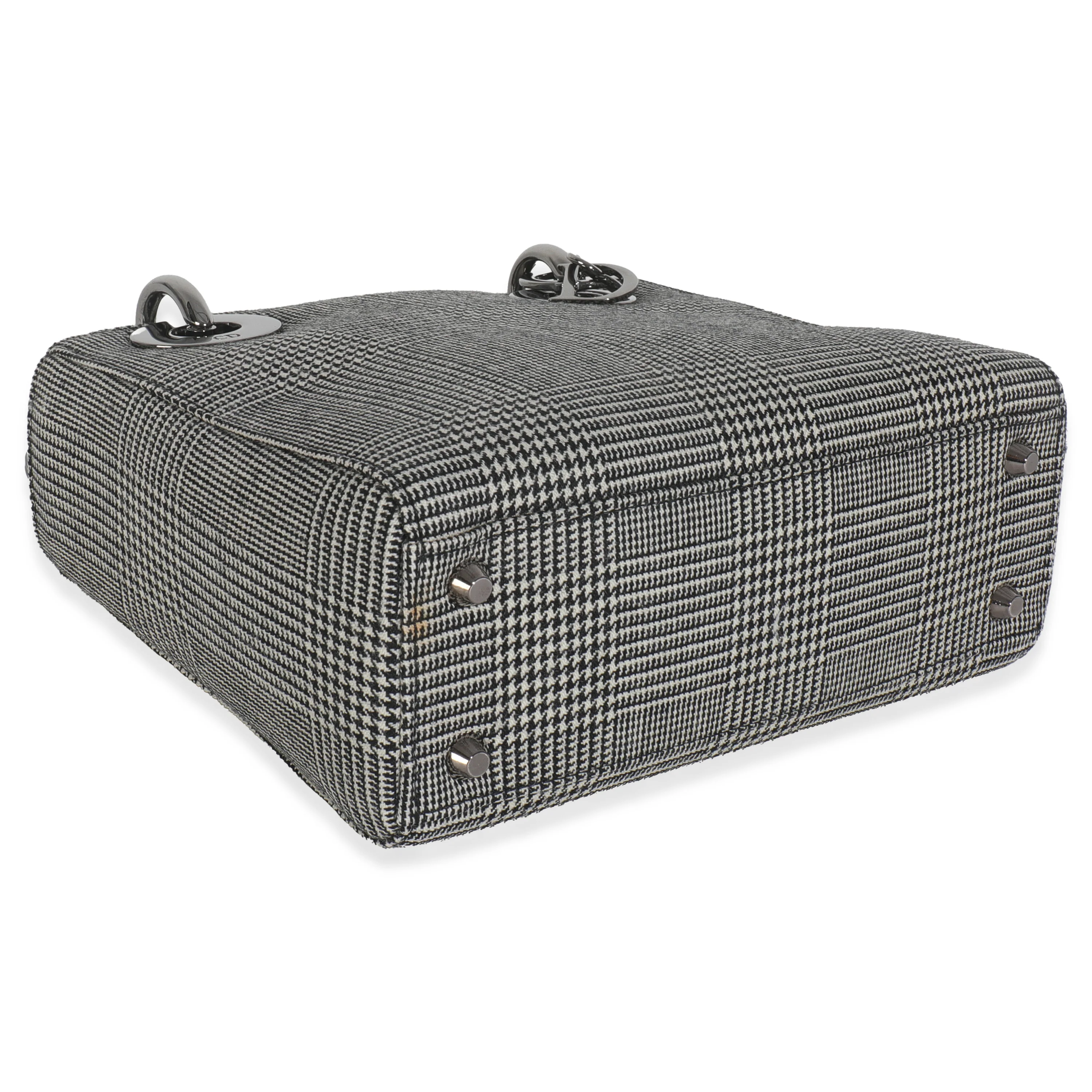 Vintage Black White Houndstooth Canvas Mini Lady Dior - Image 7