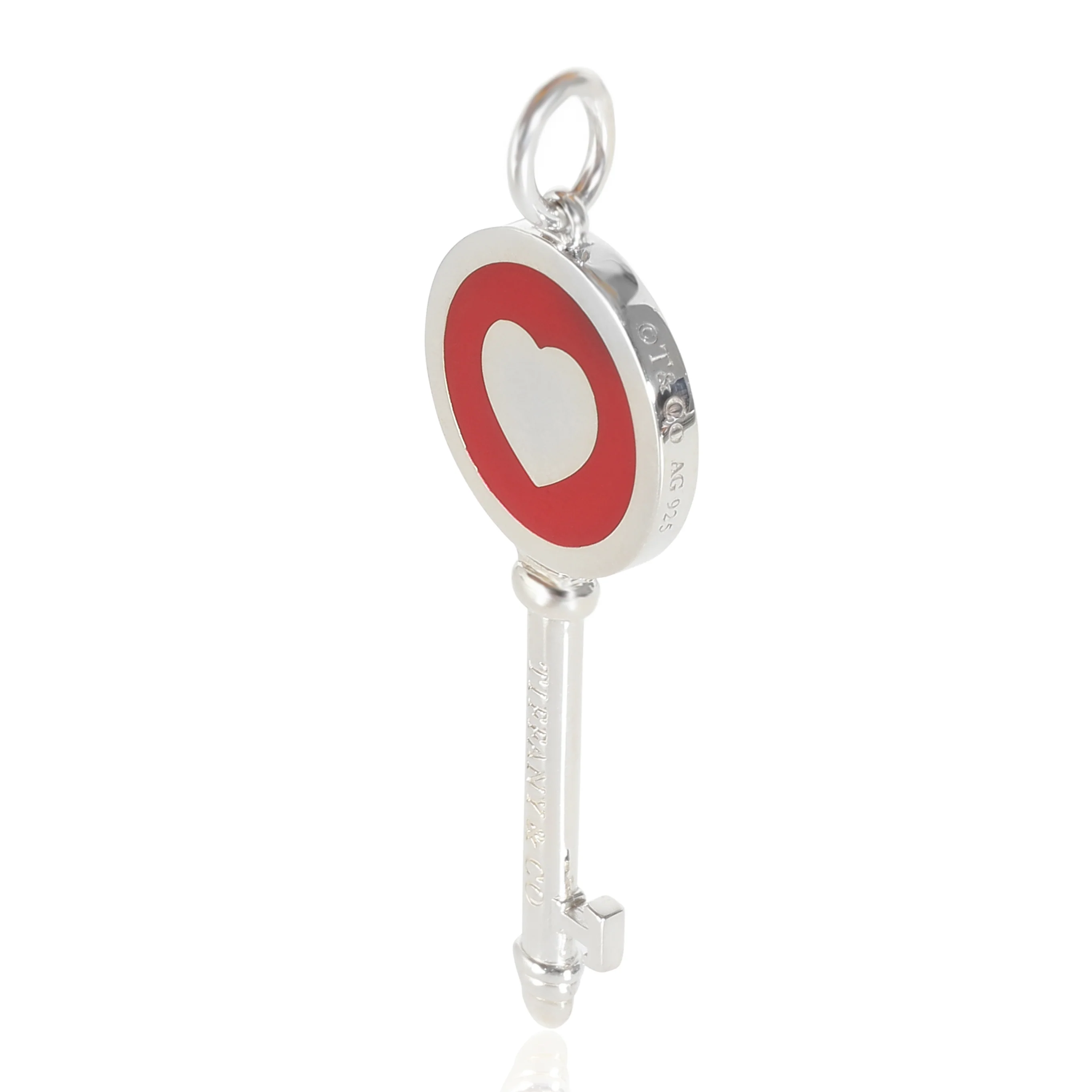 Sterling Silver  Red Enamel Heart Key Pendant - Image 2