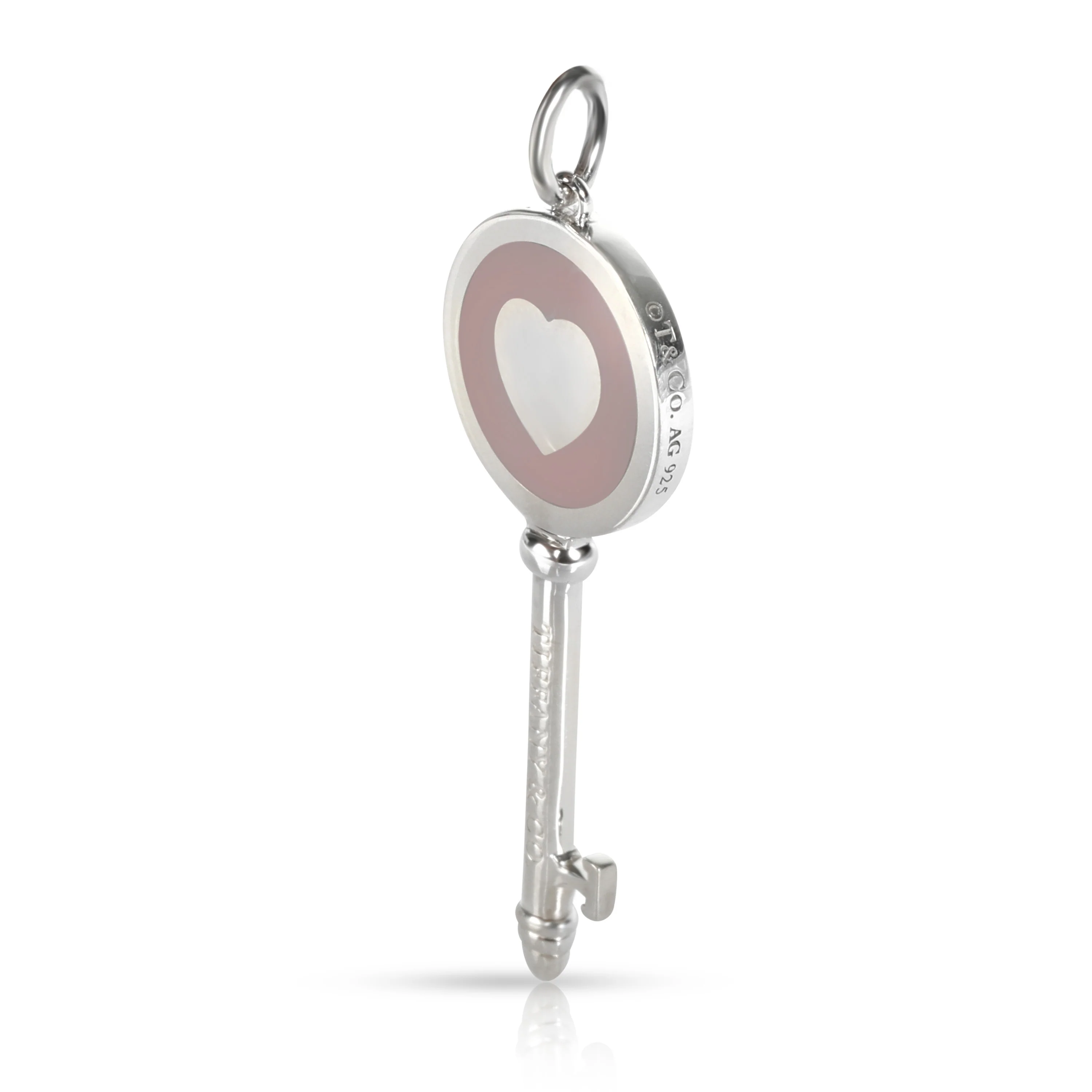 Sterling Silver  Lavender Enamel Heart Key Pendant - Image 2