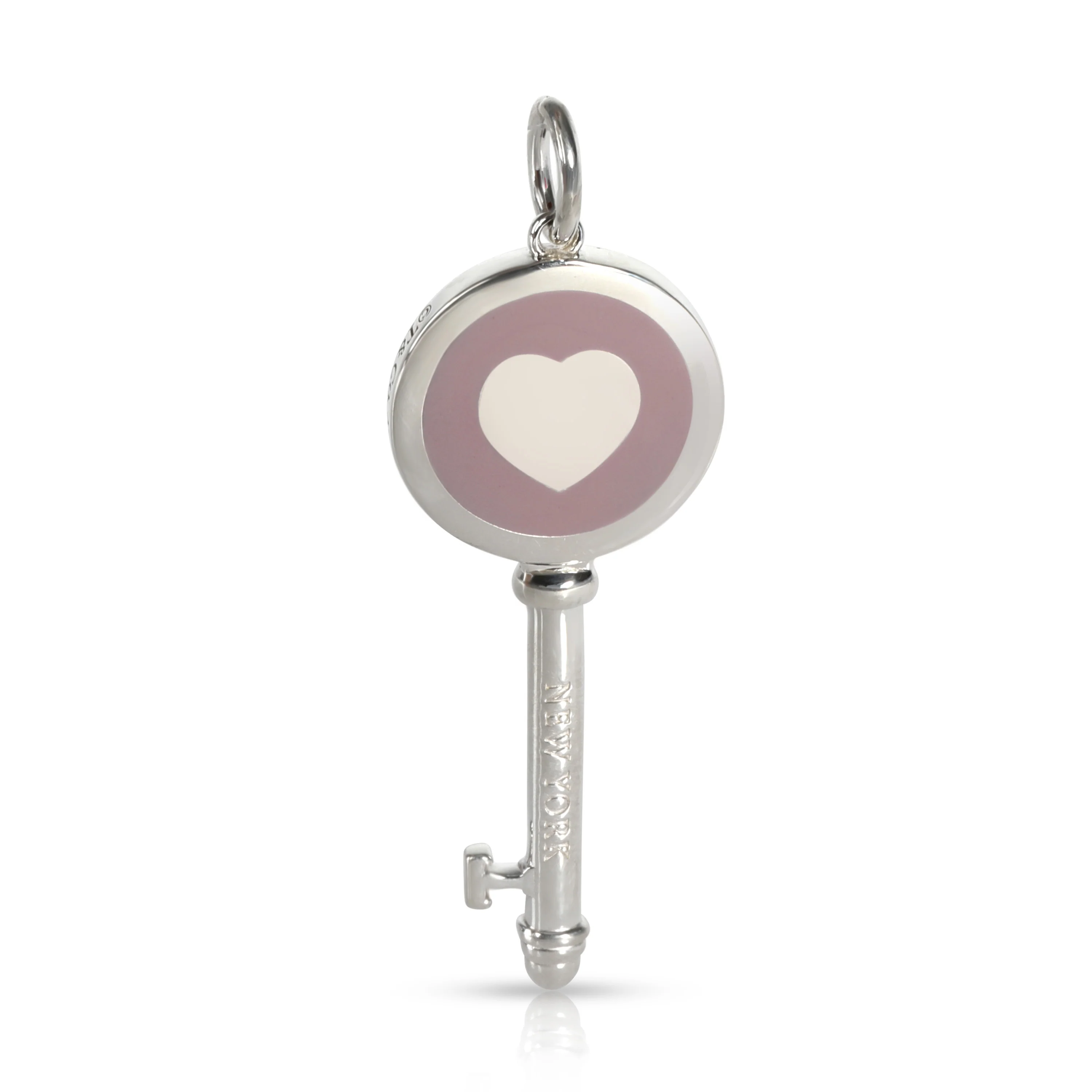 Sterling Silver  Lavender Enamel Heart Key Pendant - Image 3