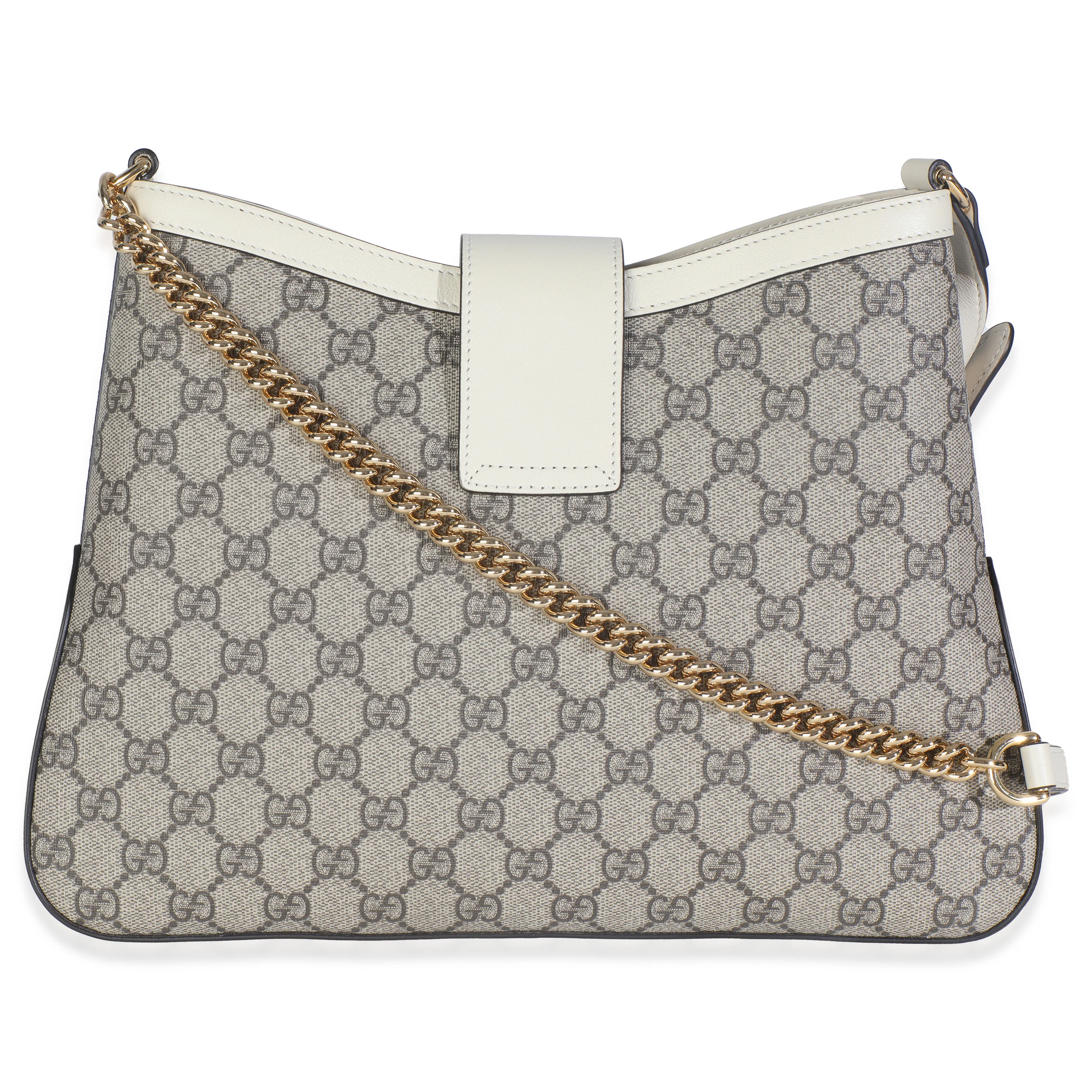 Beige Ebony GG Supreme Canvas Moon Calfskin Medium Padlock Shoulder Bag - Image 4