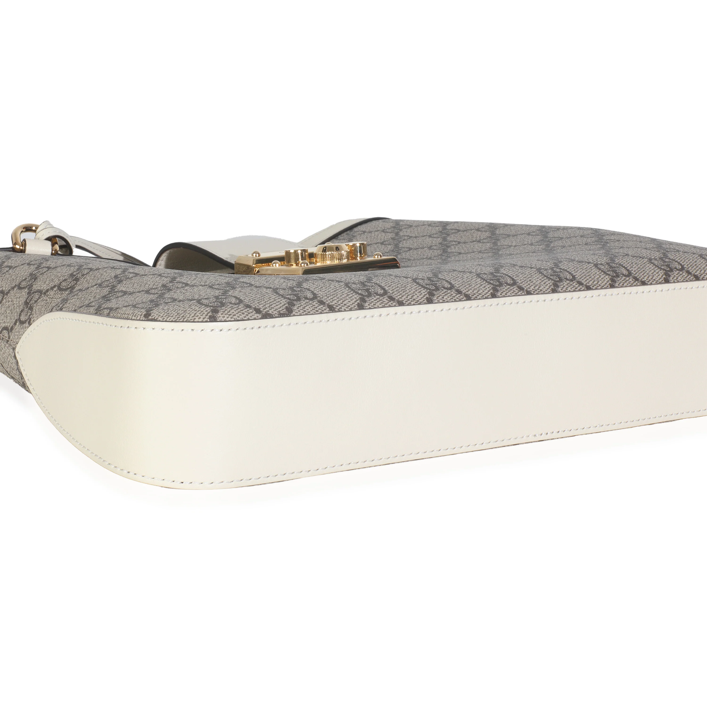 Beige Ebony GG Supreme Canvas Moon Calfskin Medium Padlock Shoulder Bag - Image 6