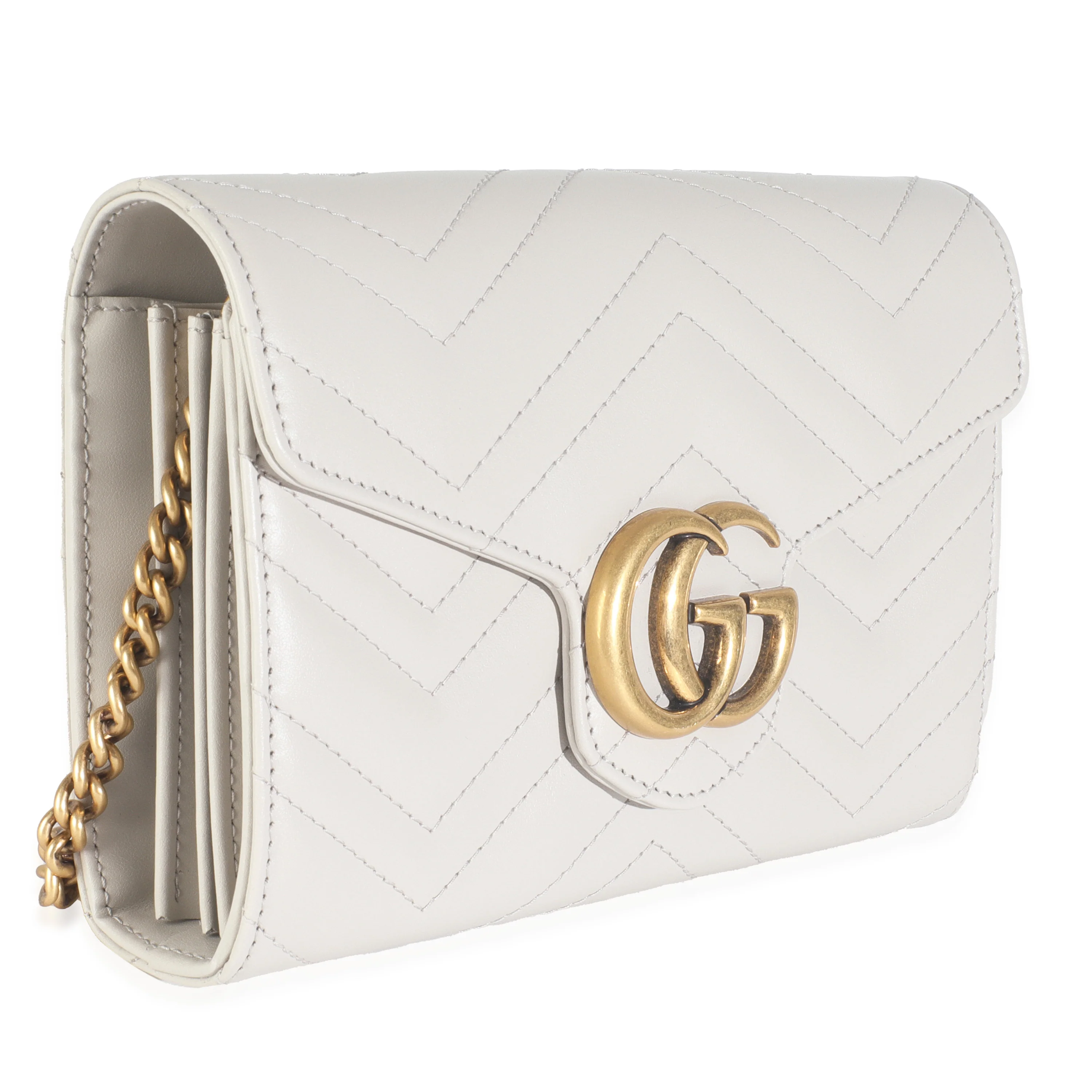 Grey Calfskin Matelasse GG Marmont Chain Wallet - Image 3