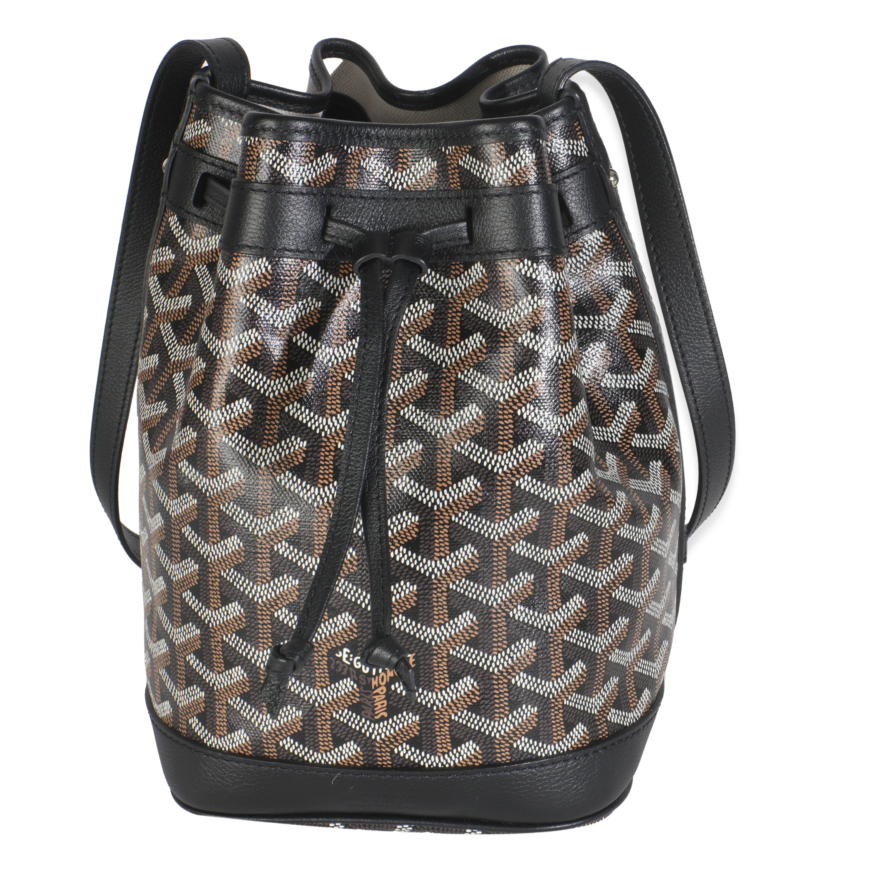 Black Goyardine Canvas Petit Flot Bucket Bag