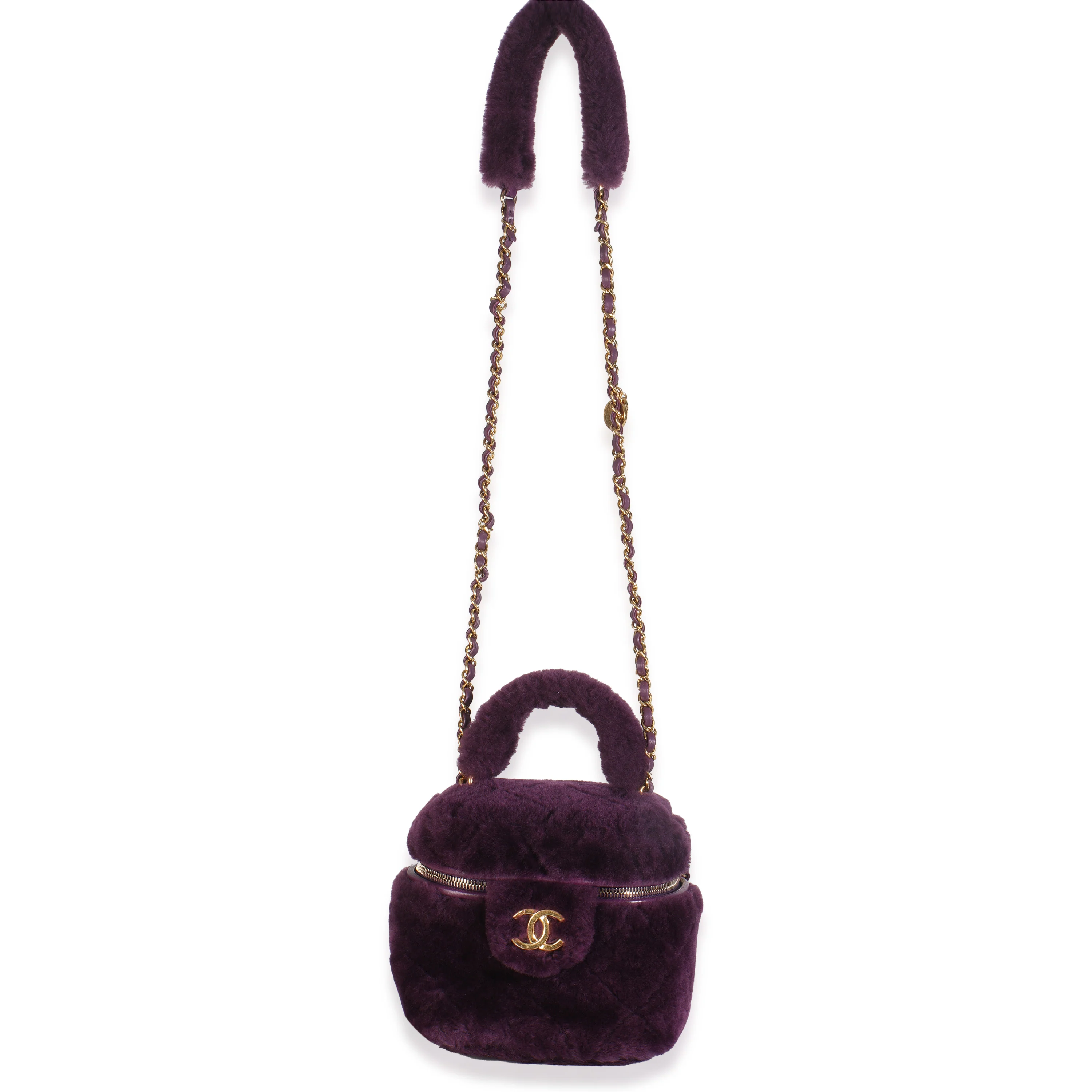 Purple Quilted Shearling Lambskin Small Vanity Case - Image 8