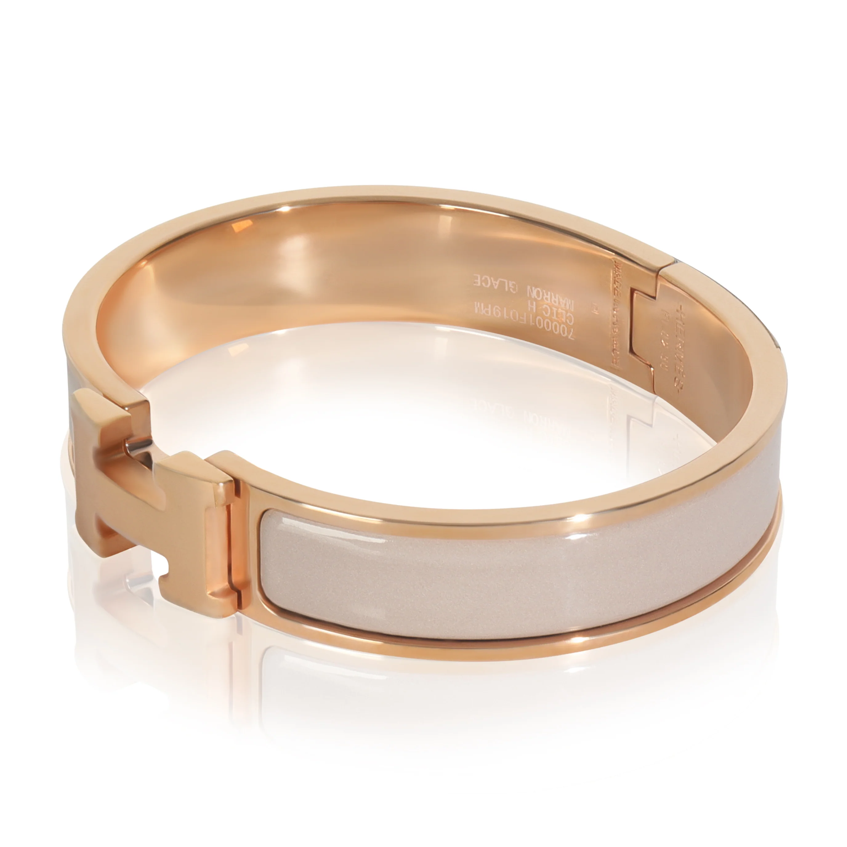 Gold-Plated  Clic H In Marron Glacé Bracelet - Image 2
