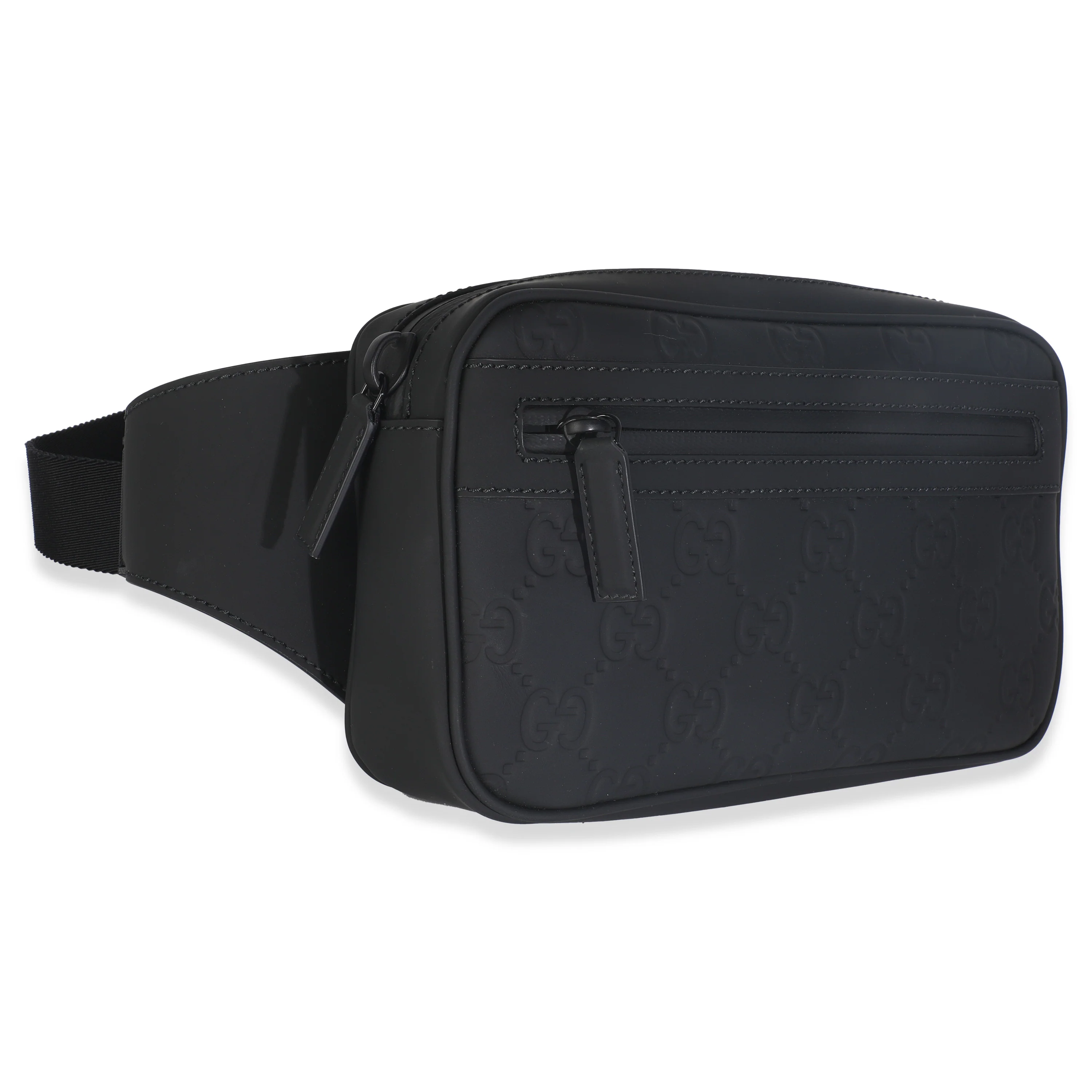 Black Rubber Effect GG Belt Bag - Image 2