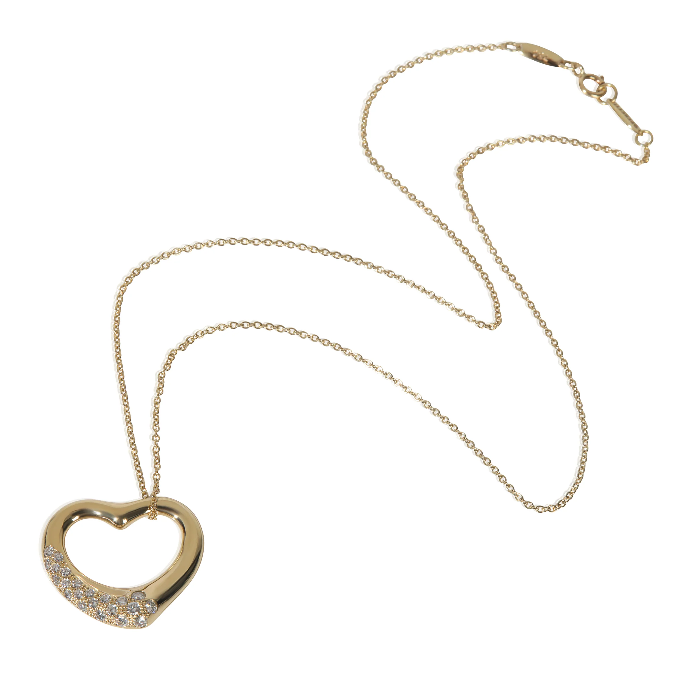 Yellow Gold Diamond Open Heart Pendant - Image 3