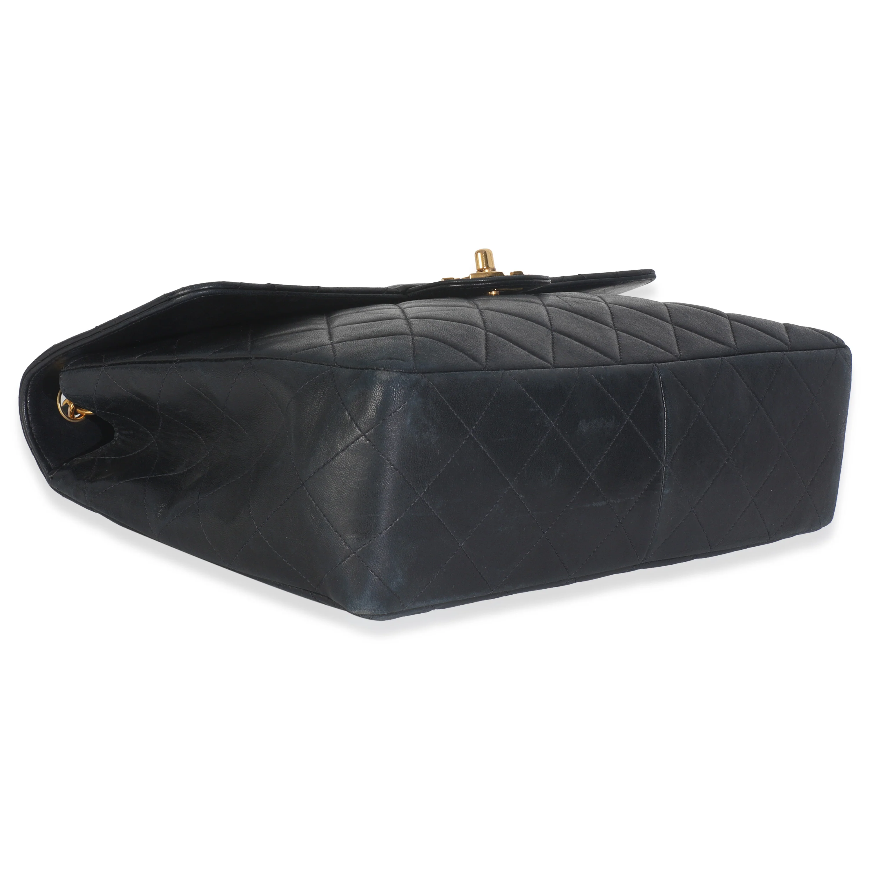 Vintage 24K Black Quilted Lambskin Jumbo Single Flap Bag - Image 7
