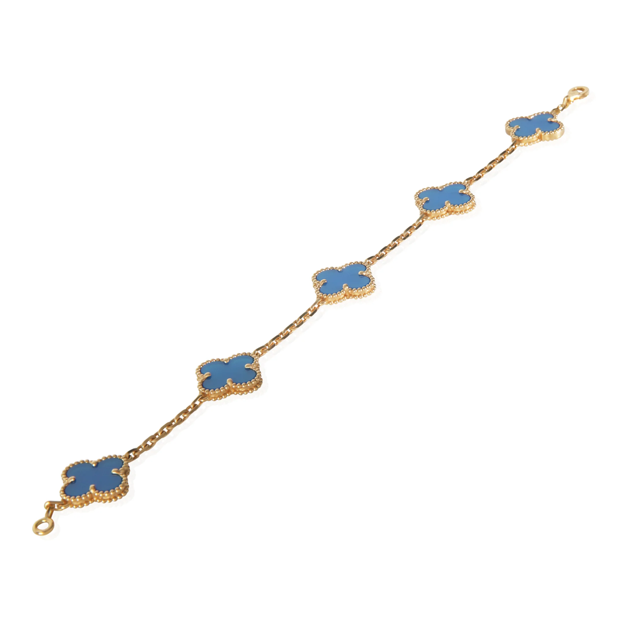 Yellow Gold Agate Vintage Alhambra Bracelet - Image 5